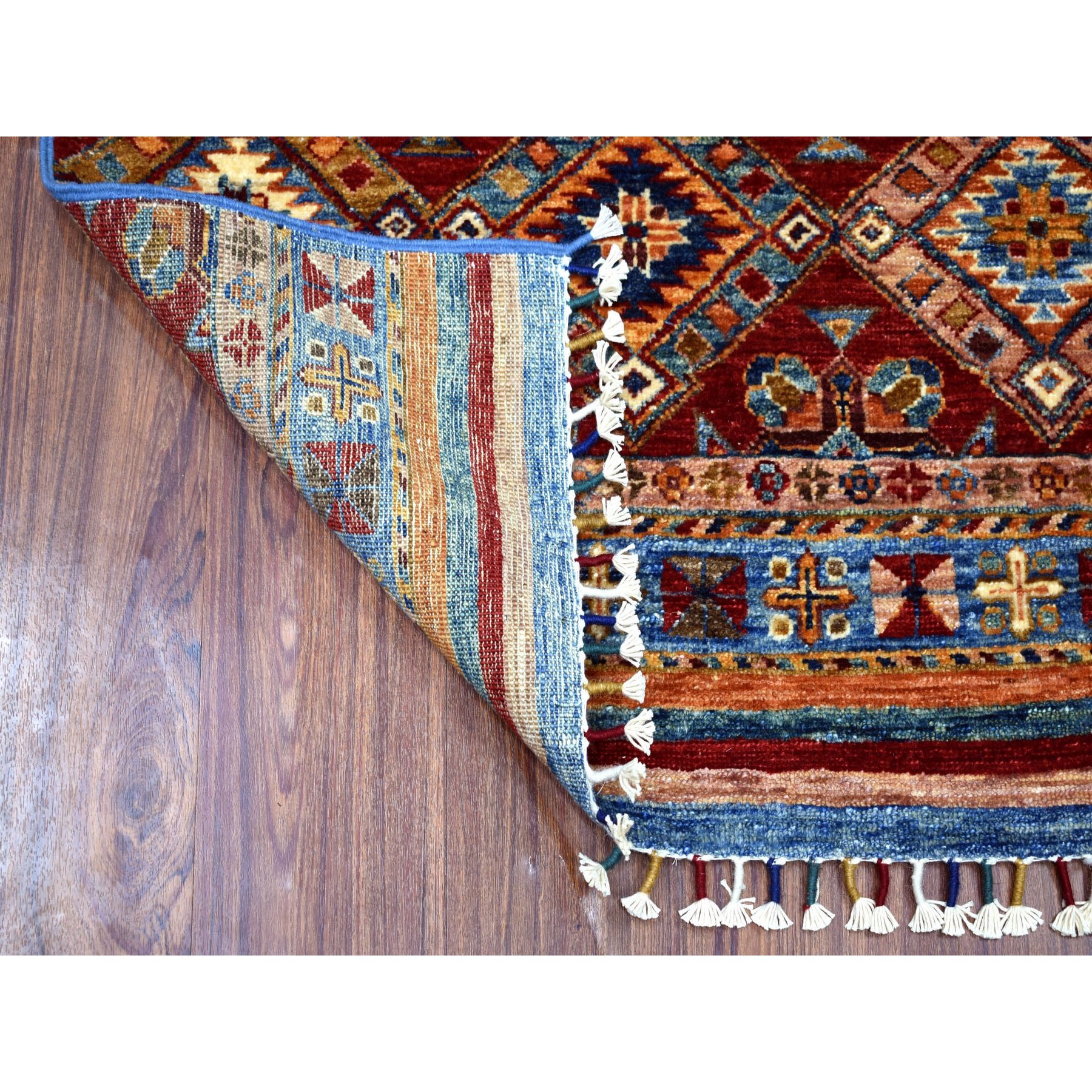 2-7 x6-7  Red Khorjin Design Runner Super Kazak Tribal Hand Knotted Pure Wool Oriental Rug 