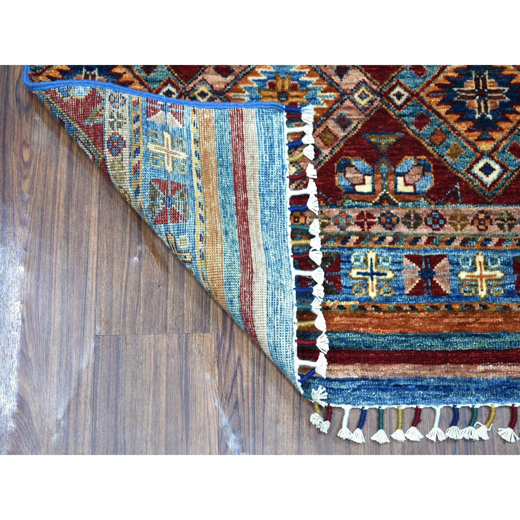 2-5 x6-7  Red Khorjin Design Runner Super Kazak Tribal Hand Knotted Pure Wool Oriental Rug 