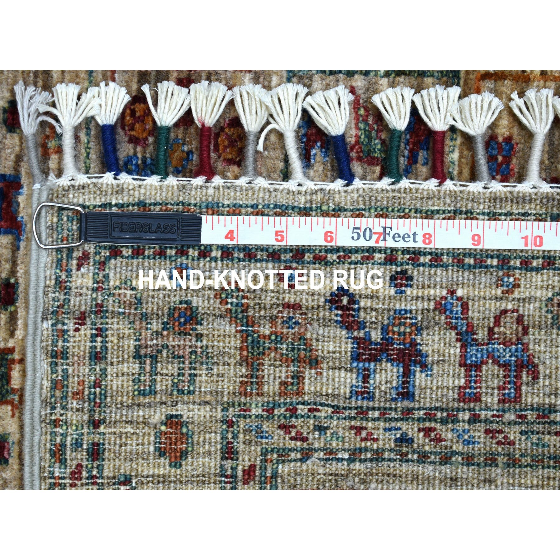 2-9 x9- Green Khorjin Design Runner Super Kazak Pictorial Hand Knotted Pure Wool Oriental Rug 