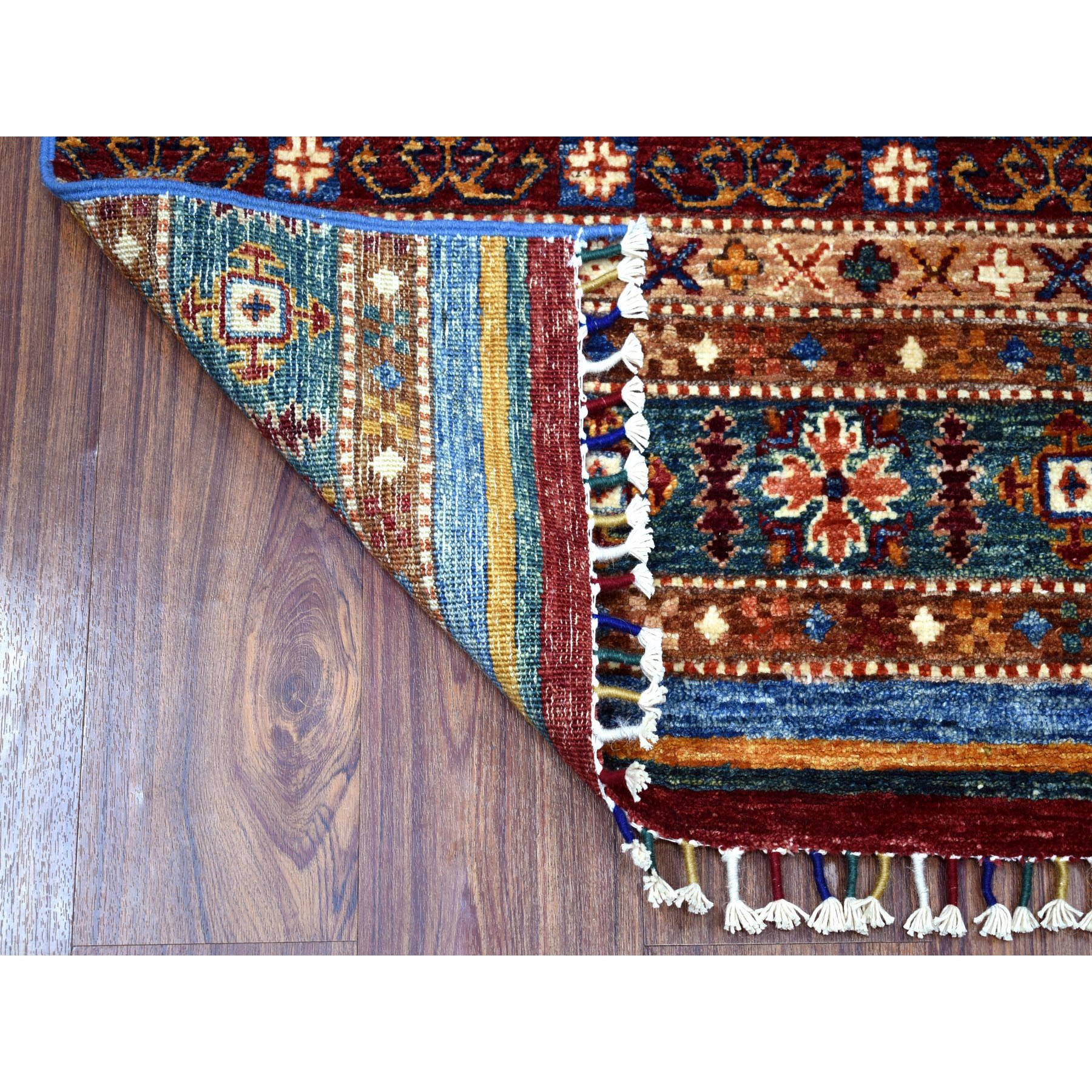 2-4 x9-9  Blue Khorjin Design Runner Super Kazak Tribal Pure Wool Hand Knotted Oriental Rug 