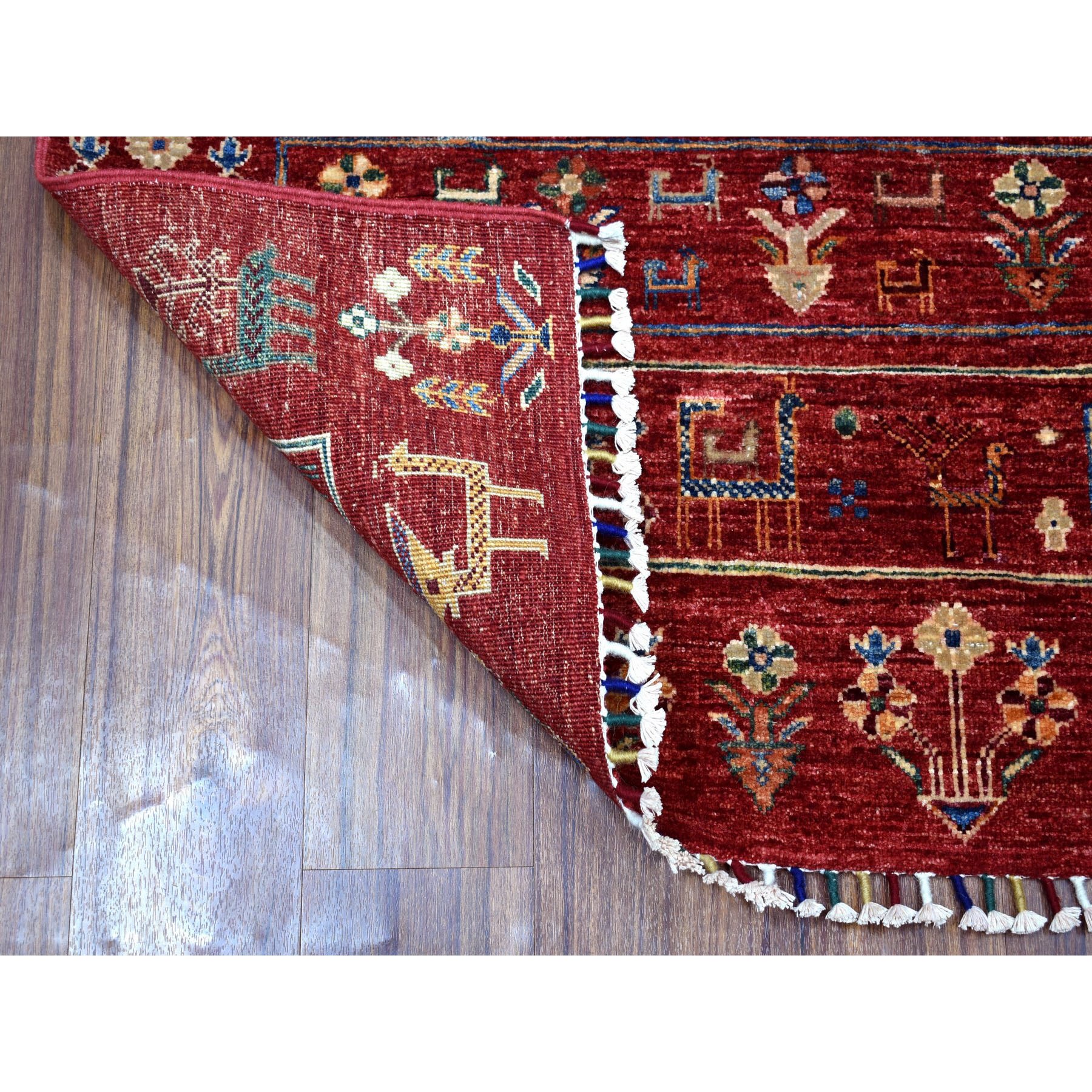 3-5 x5-1  Red Kashkuli Design Super Kazak Pictorial Pure Wool Hand Knotted Oriental Rug 