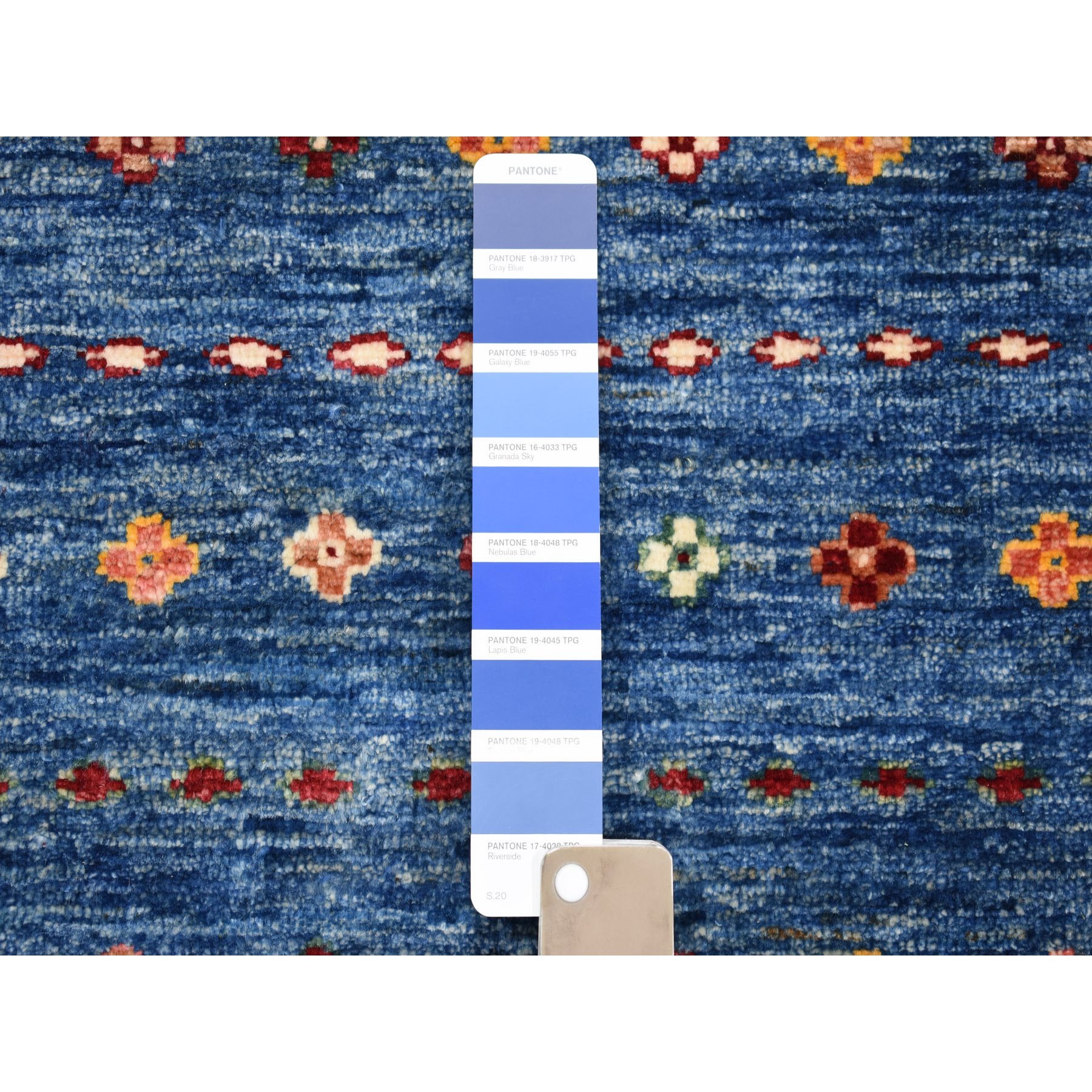 5-2 x6-5  Blue Khorjin Design Super Kazak Geometric Pure Wool Hand Knotted Oriental Rug 