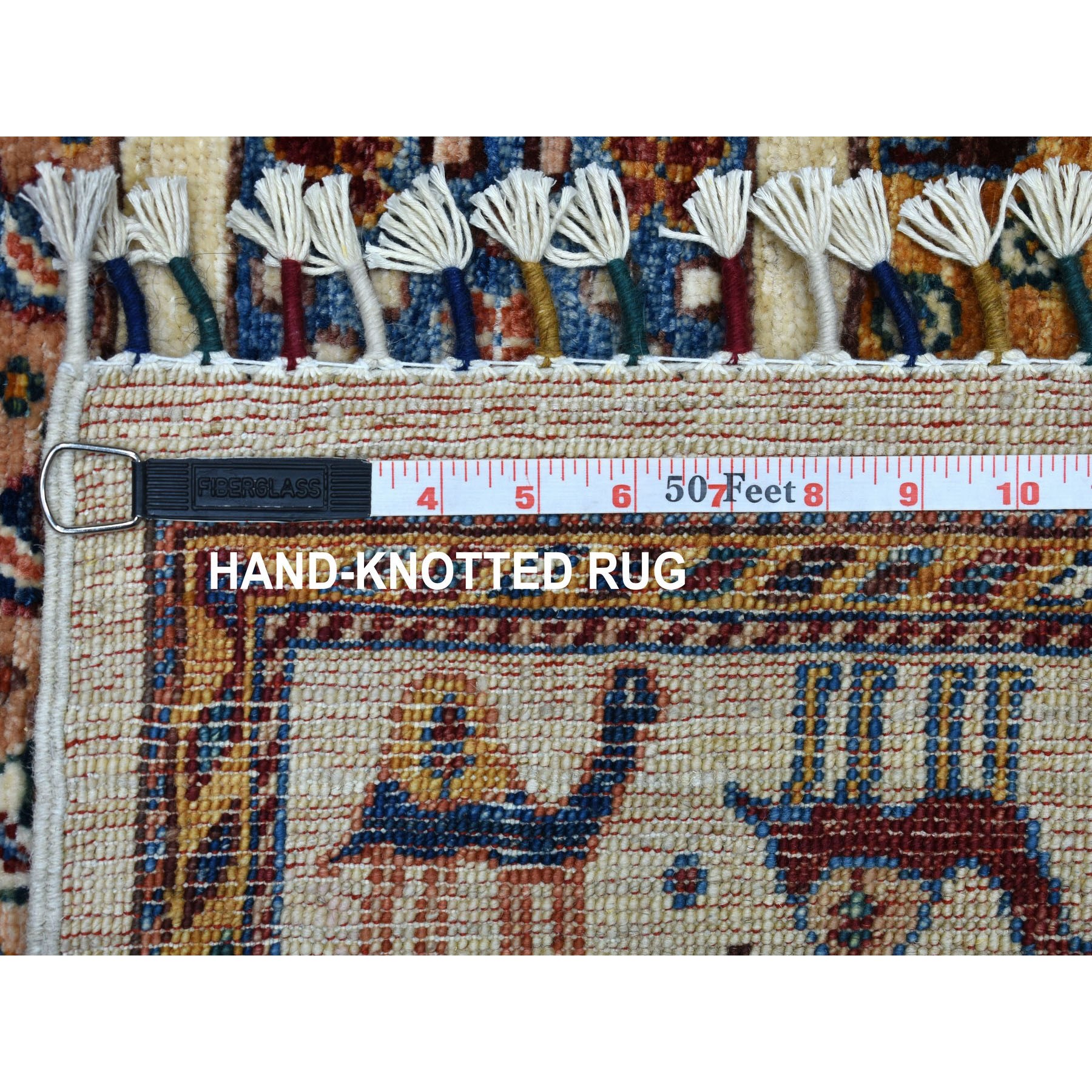 5-8 x8- Ivory Khorjin Design Super Kazak Camel Pure Wool Hand Knotted Oriental Rug 