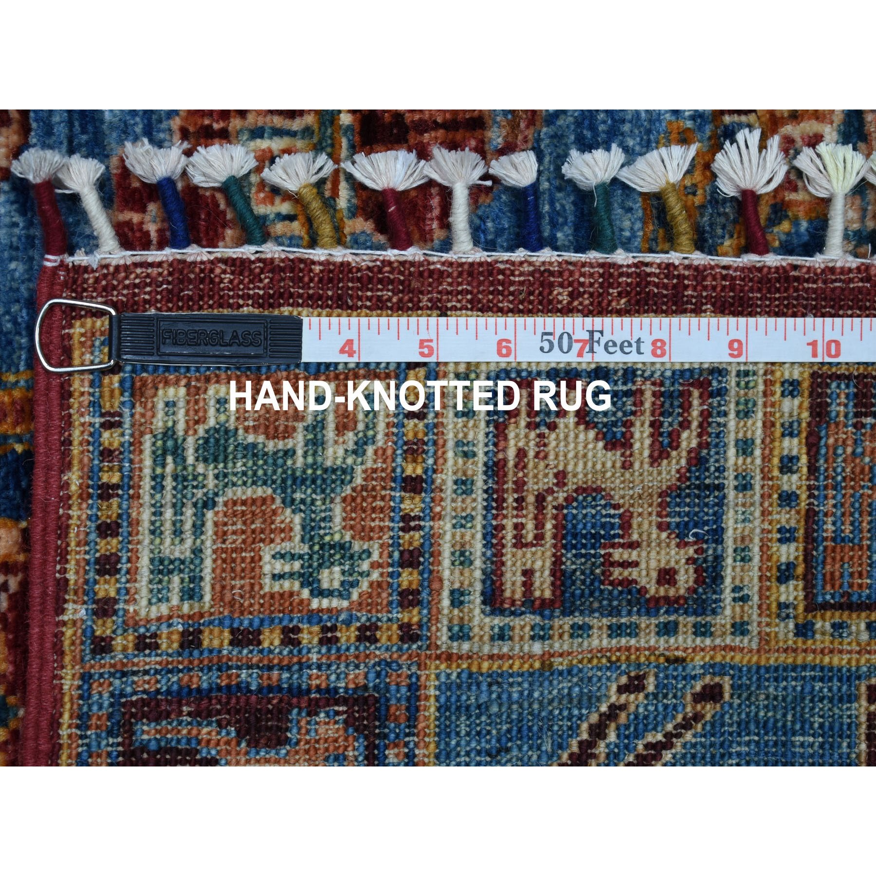 2-10 x4-1  Blue Horse Design Super Kazak Tribal Pure Wool Hand Knotted Oriental Rug 