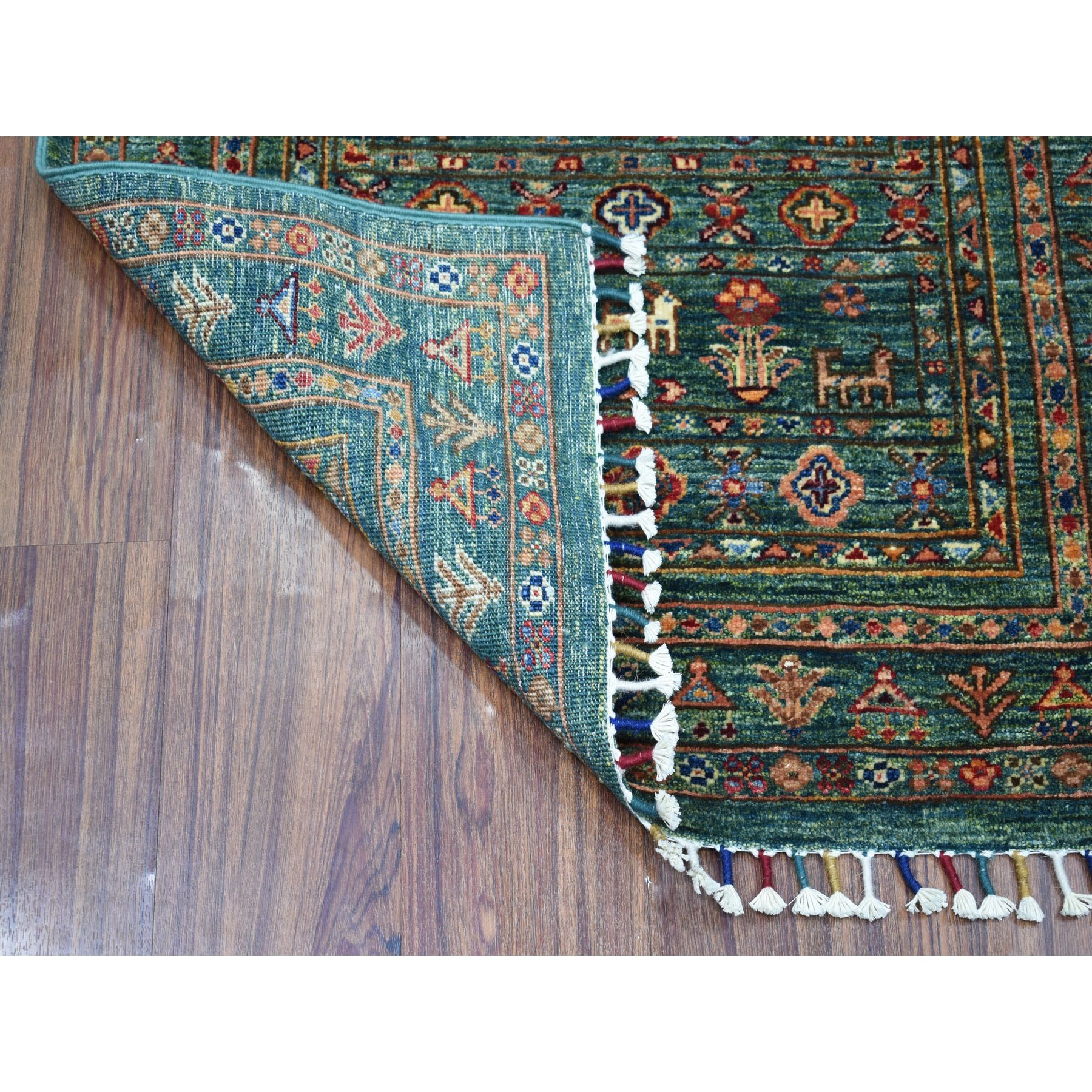 2-9 x4-1  Green Kashkuli Design Super Kazak Pictorial Hand Knotted 100% Wool Oriental Rug 