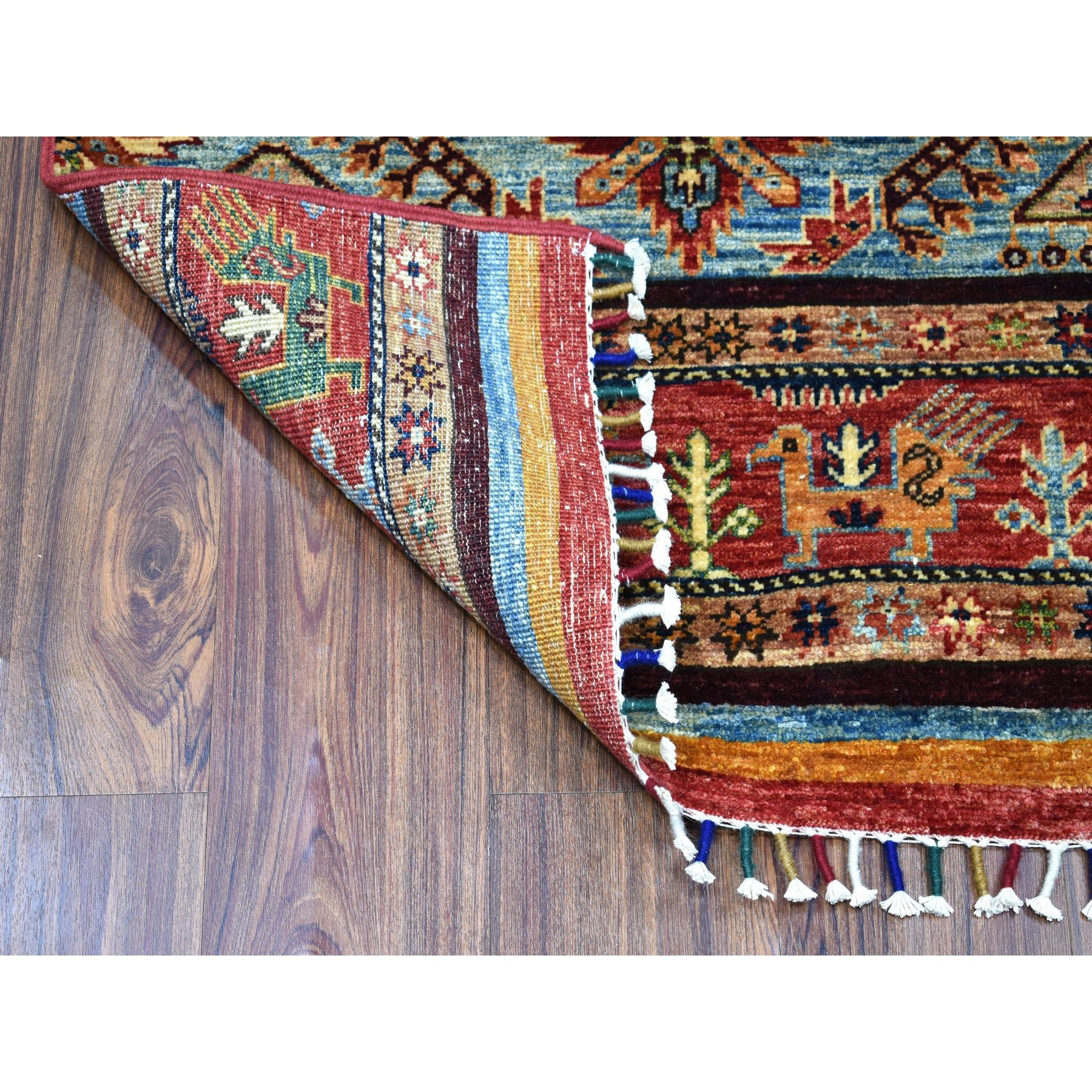 2-3 x9-8  Orange Khorjin Design Runner Super Kazak Tribal Pure Wool Hand Knotted Oriental Rug 