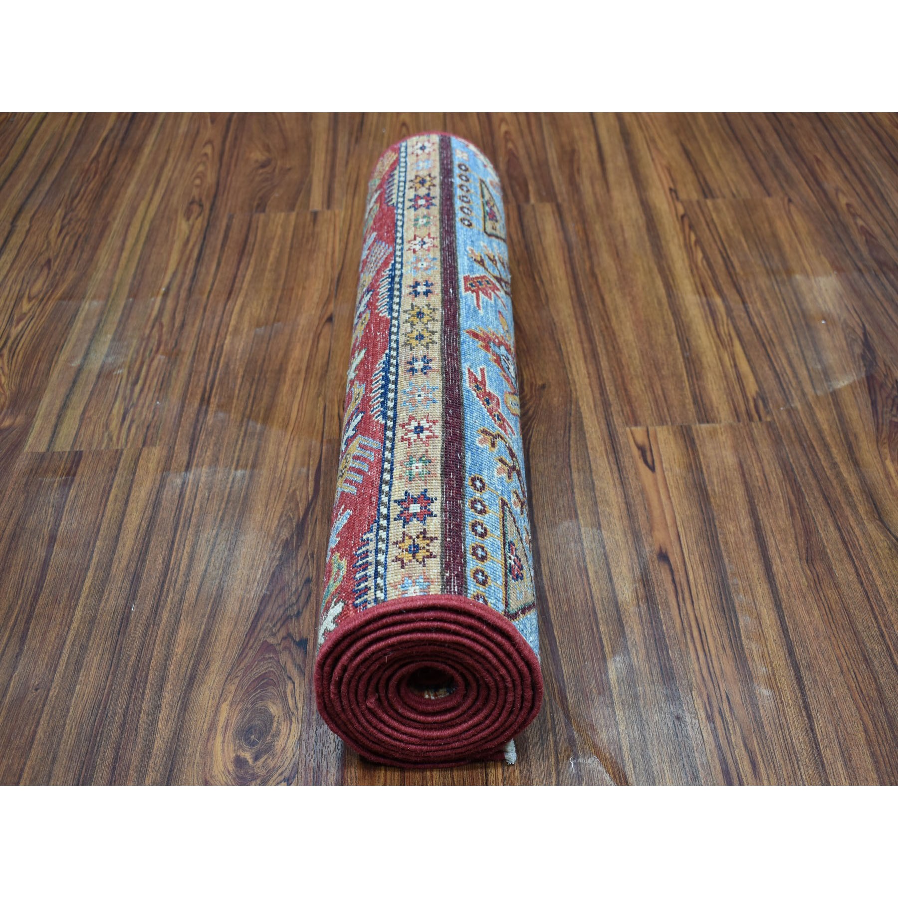2-3 x9-8  Orange Khorjin Design Runner Super Kazak Tribal Pure Wool Hand Knotted Oriental Rug 