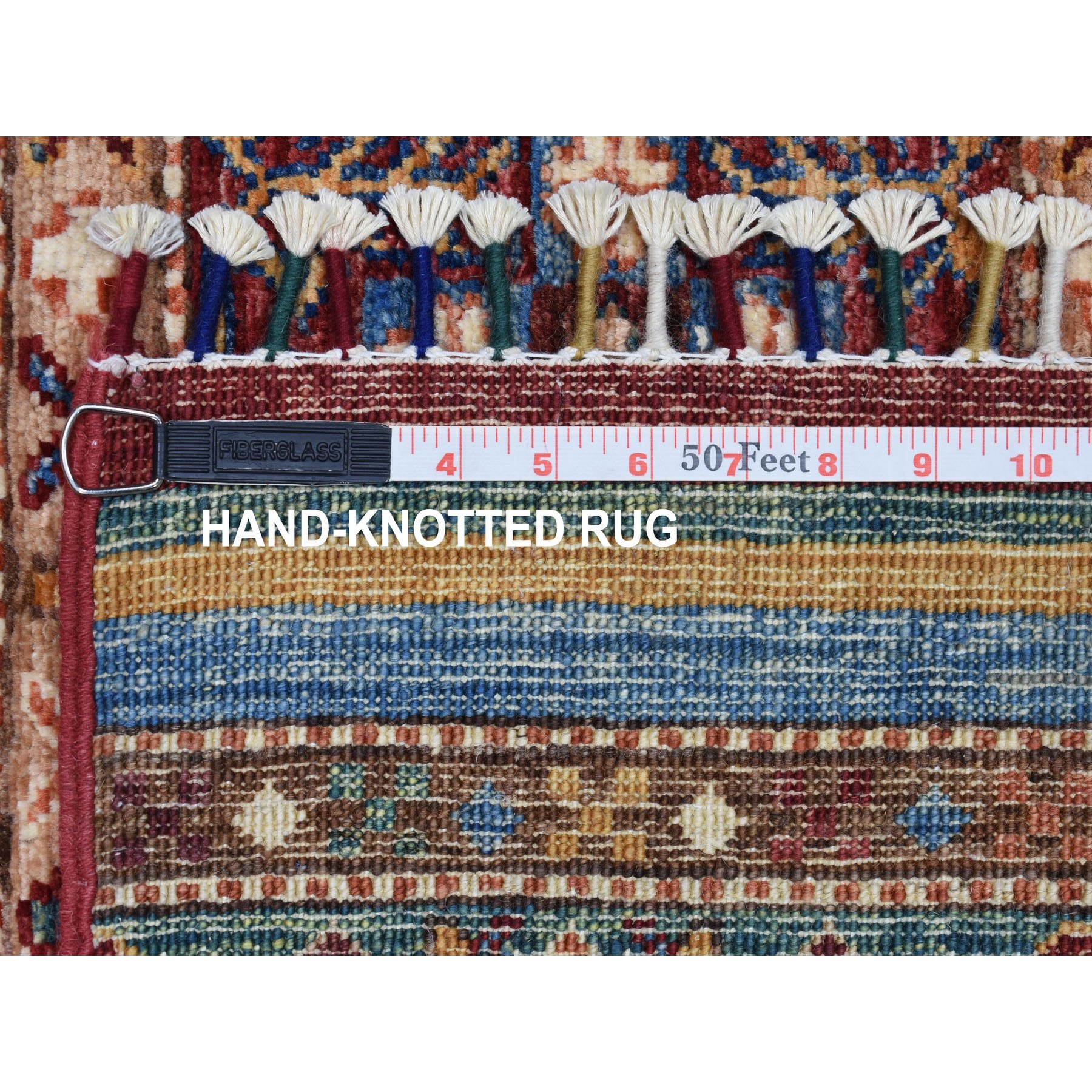 2-2 x9-9  Brown Khorjin Design Runner Super Kazak Tribal Pure Wool Hand Knotted Oriental Rug 