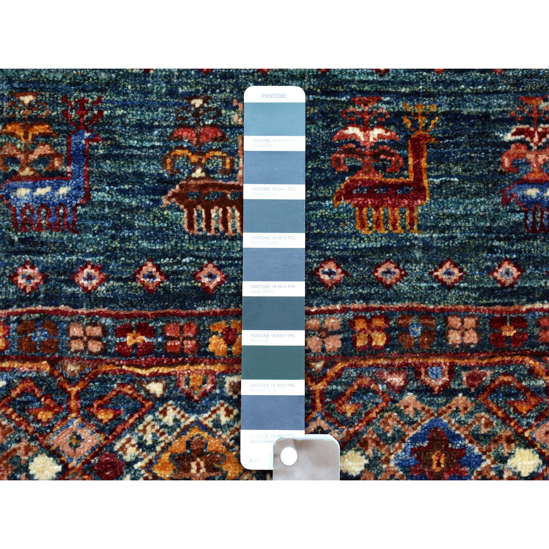 2-7 x6-1  Green Khorjin Design Runner Super Kazak Pictorial Pure Wool Hand Knotted Oriental Rug 