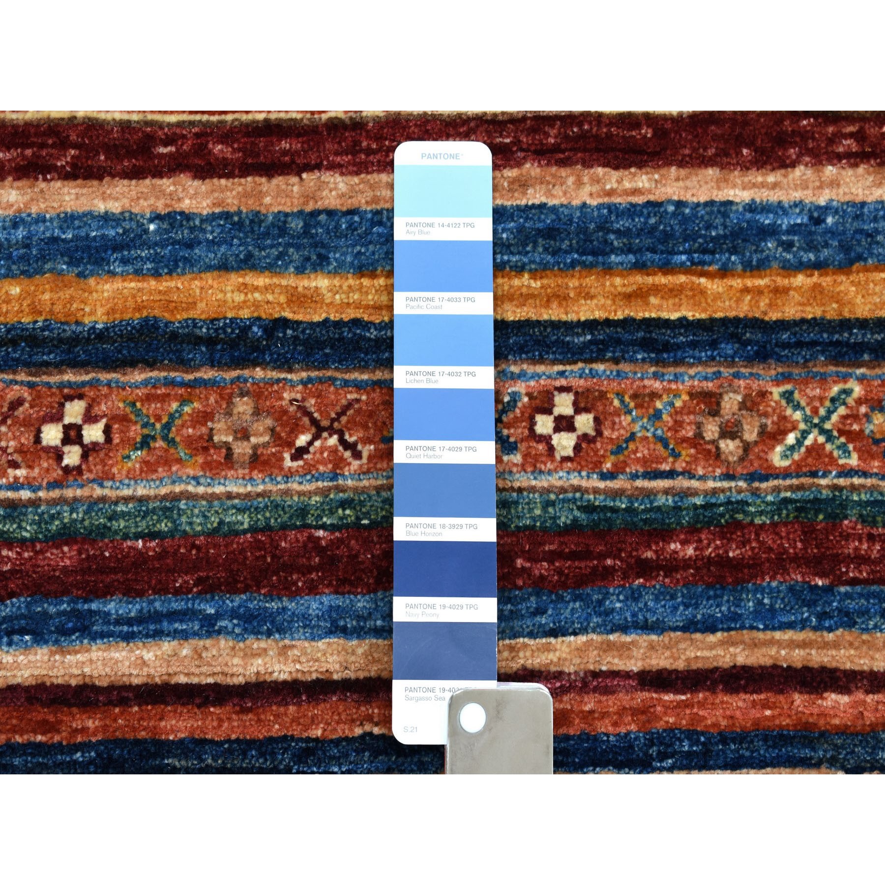 2-2 x10-2  Blue Khorjin Design Runner Super Kazak Geometric Pure Wool Hand Knotted Oriental Rug 