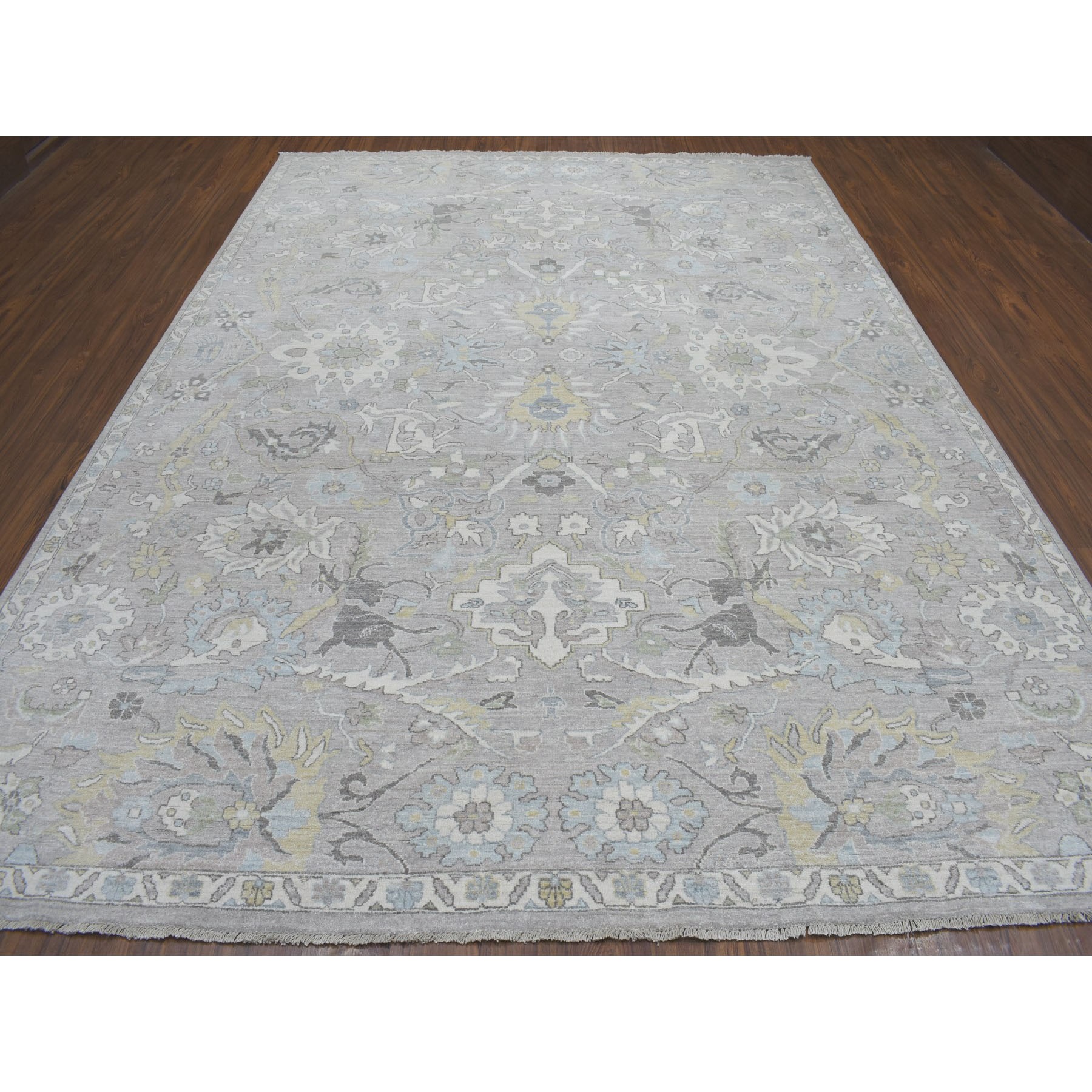 8-10 x11-10  White Wash Peshawar Pure Wool Hand Knotted Oriental Rug 