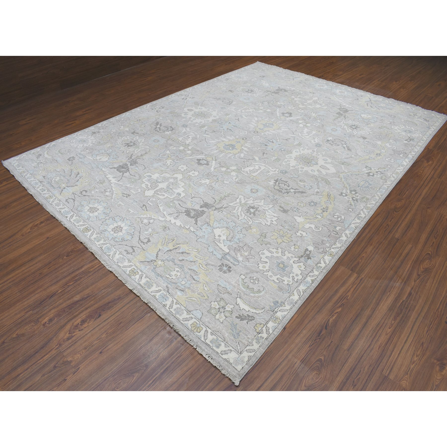 8-10 x11-10  White Wash Peshawar Pure Wool Hand Knotted Oriental Rug 