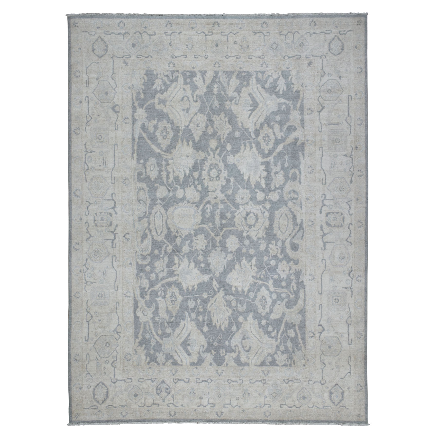 8-10 x12-1  White Wash Peshawar Pure Wool Hand Knotted Oriental Rug 