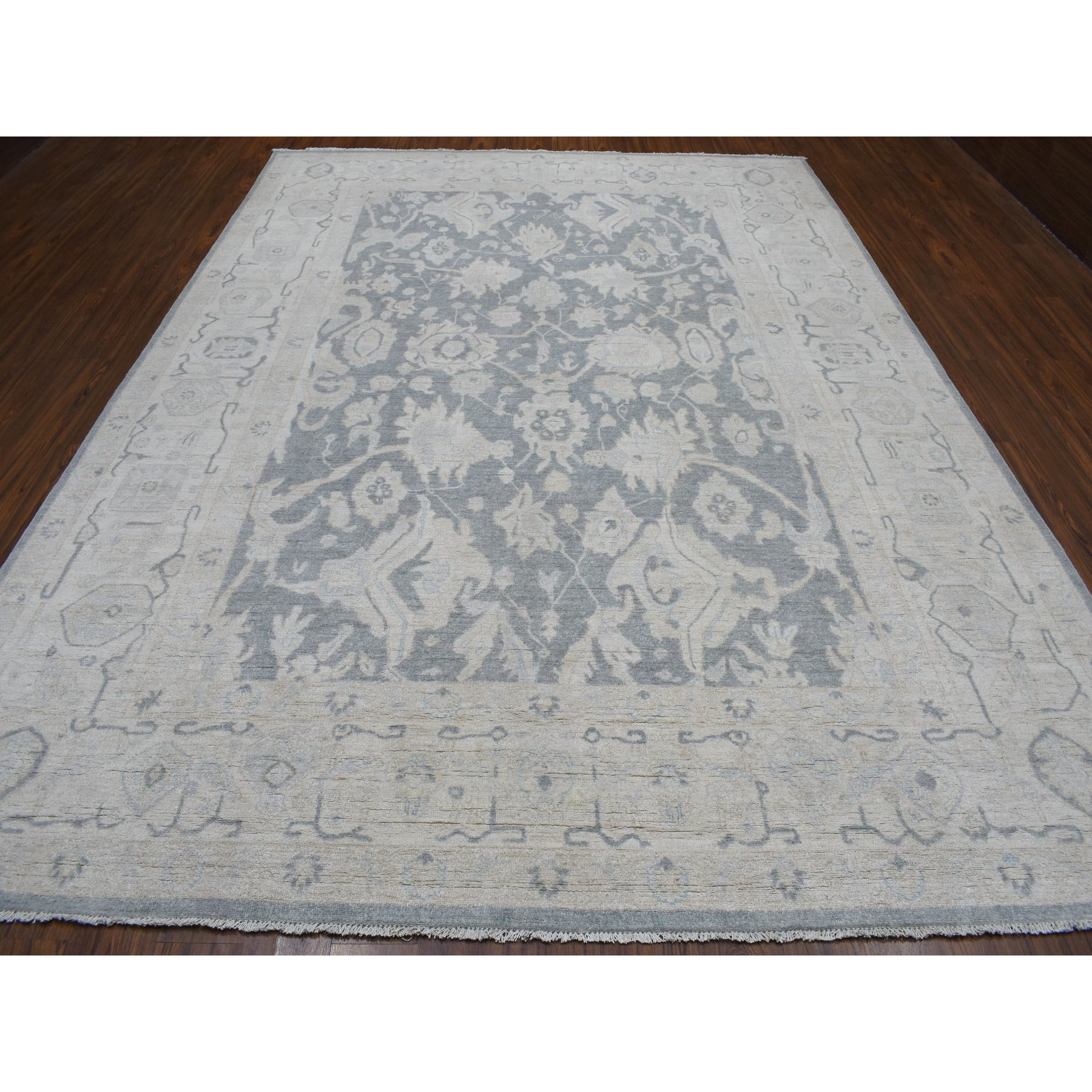 8-10 x12-1  White Wash Peshawar Pure Wool Hand Knotted Oriental Rug 