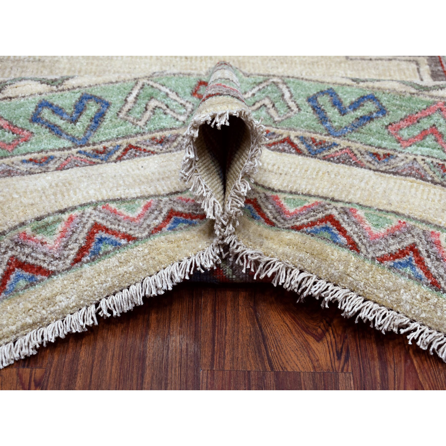 9-x11-10  Peshawar With Berber Motifs,Pop Of Color Pure Wool Hand Knotted Oriental Rug 
