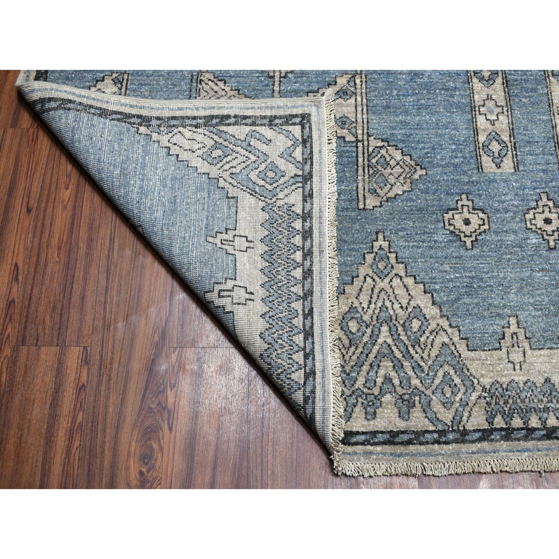 10-1 x13-10  Blue Peshawar With Berber Motifs Design Pure Wool Hand-Knotted Oriental Rug 