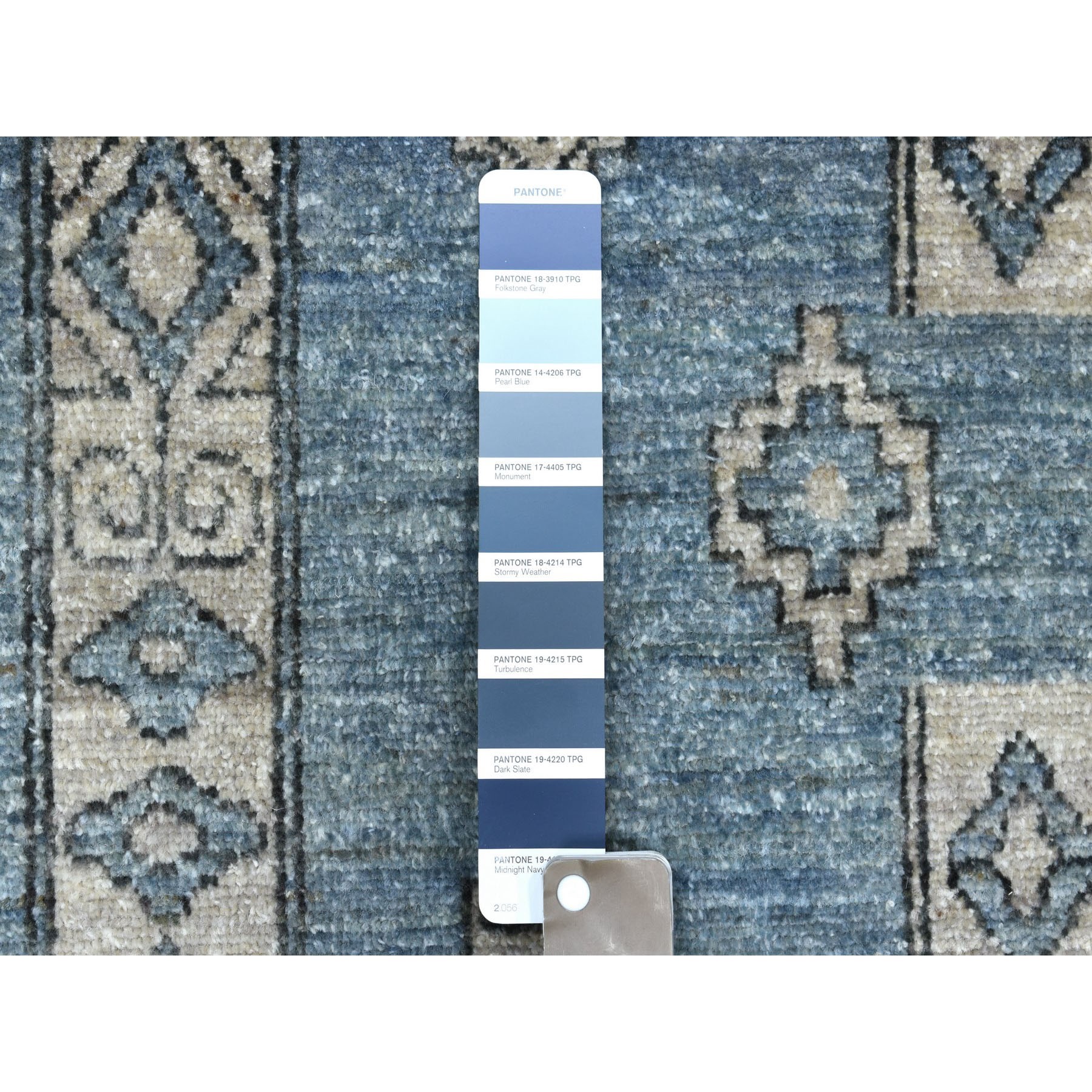10-1 x13-10  Blue Peshawar With Berber Motifs Design Pure Wool Hand-Knotted Oriental Rug 
