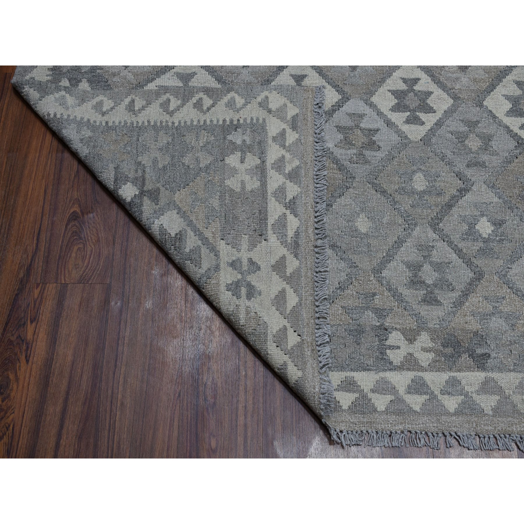 8-1 x9-10  Undyed Natural Wool Afghan Kilim Reversible Hand Woven Oriental Rug 