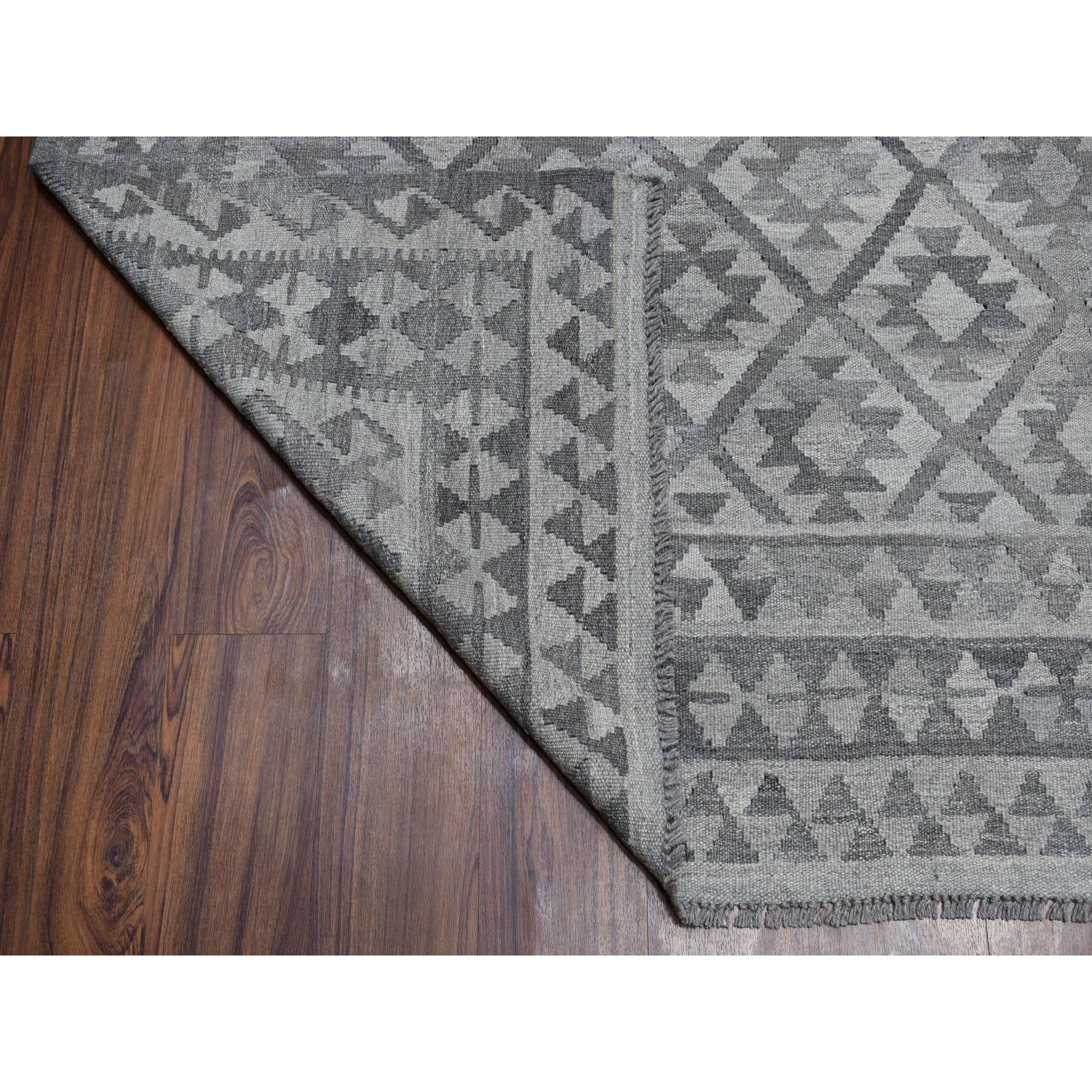 8-3 x11-3  Undyed Natural Wool Afghan Kilim Reversible Hand Woven Oriental Rug 