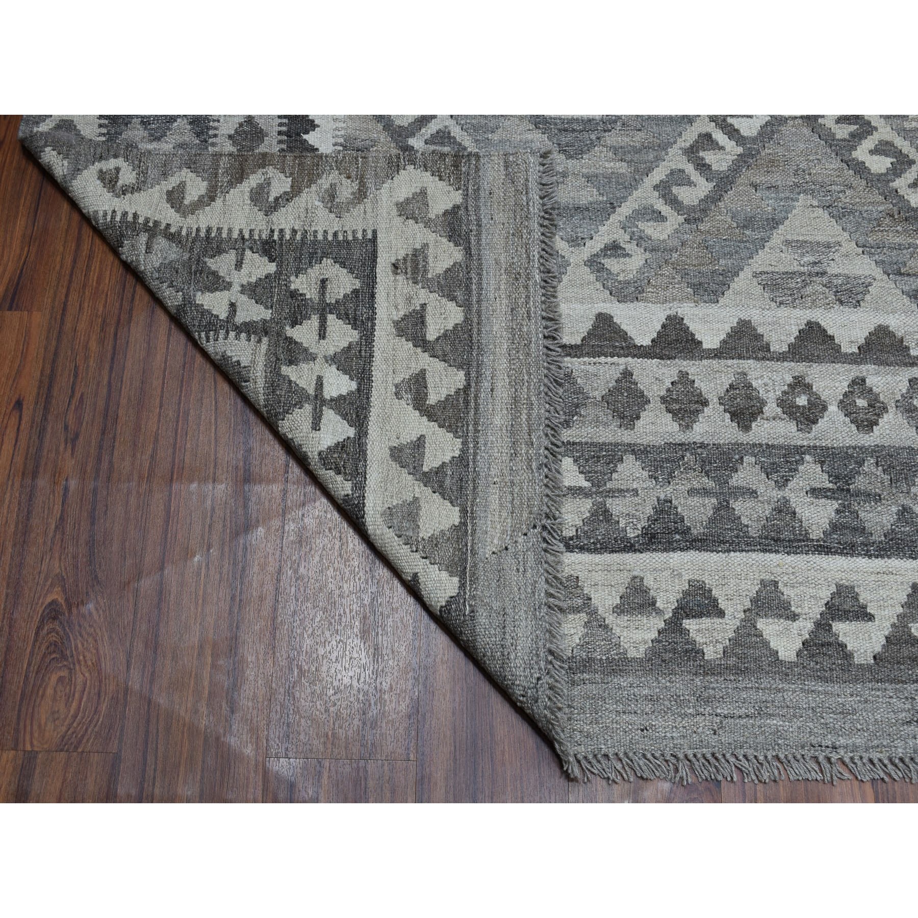 8-3 x9-7  Undyed Natural Wool Afghan Kilim Reversible Hand Woven Oriental Rug 