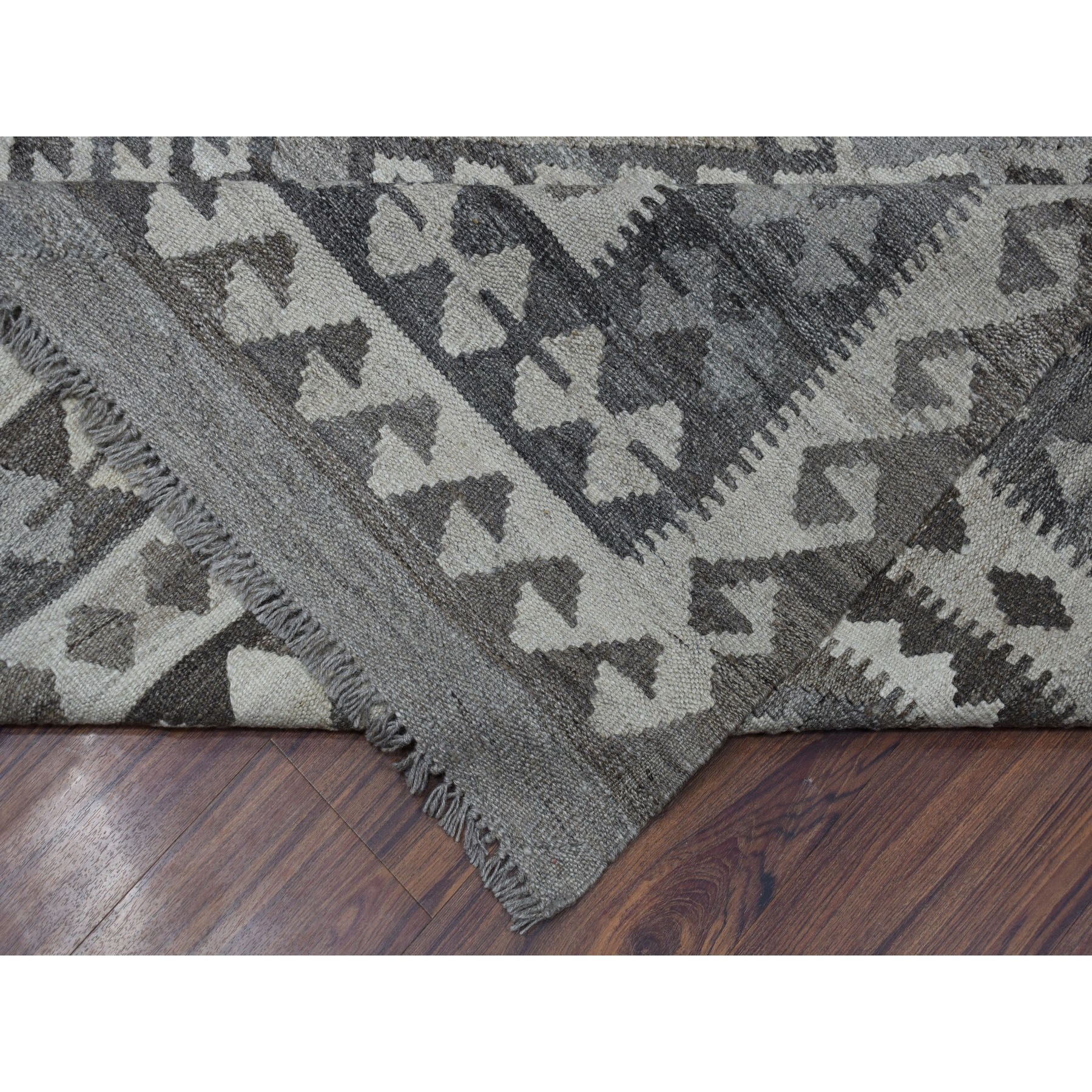 8-3 x9-7  Undyed Natural Wool Afghan Kilim Reversible Hand Woven Oriental Rug 