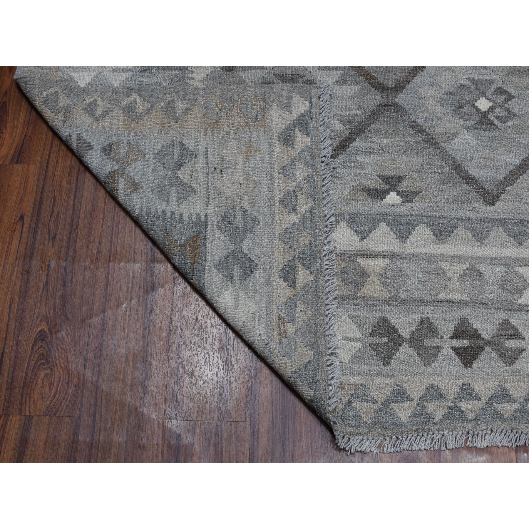 8-x10- Undyed Natural Wool Afghan Kilim Reversible Hand Woven Oriental Rug 