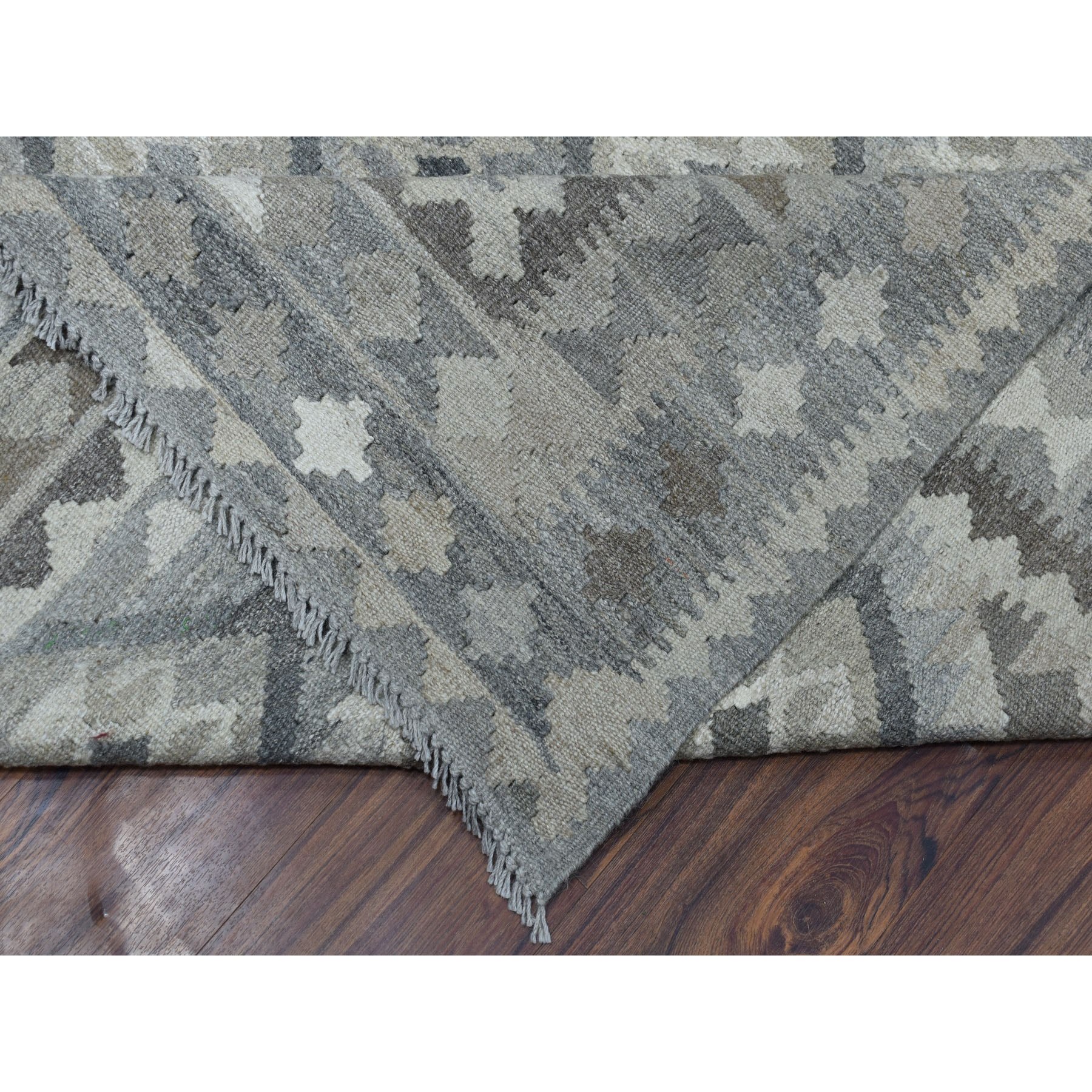 8-4 x10- Undyed Natural Wool Afghan Kilim Reversible Hand Woven Oriental Rug 