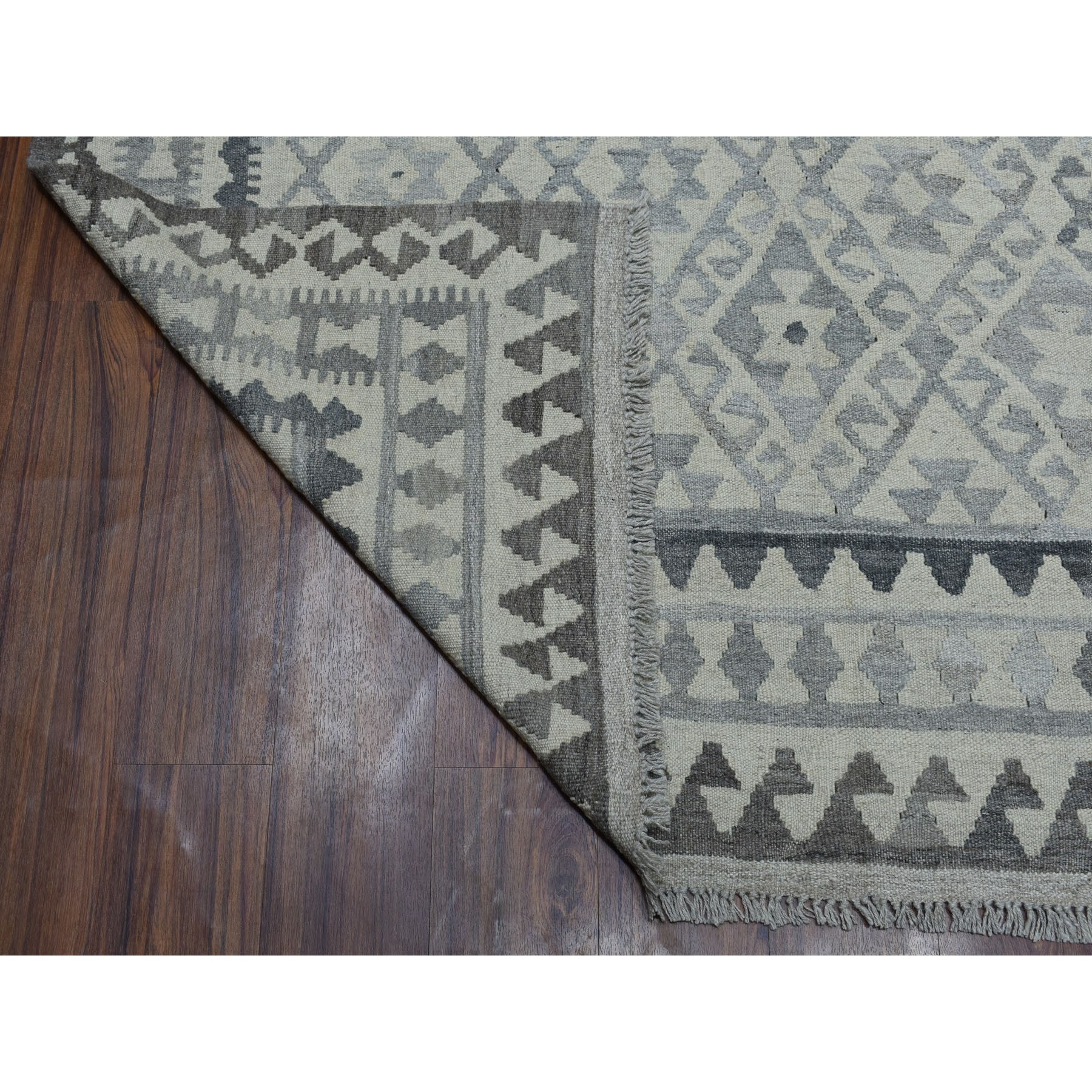 5-9 x8-3  Reversible Organic Wool Afghan Kilim Hand Woven Oriental Rug 