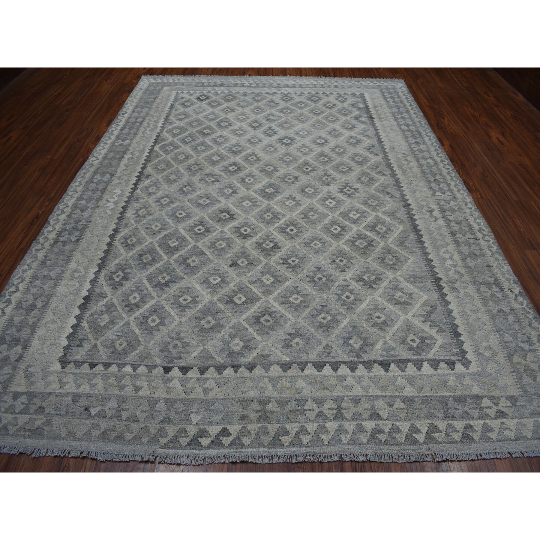 8-4 x11-3  Undyed Natural Wool Afghan Kilim Reversible Hand Woven Oriental Rug 