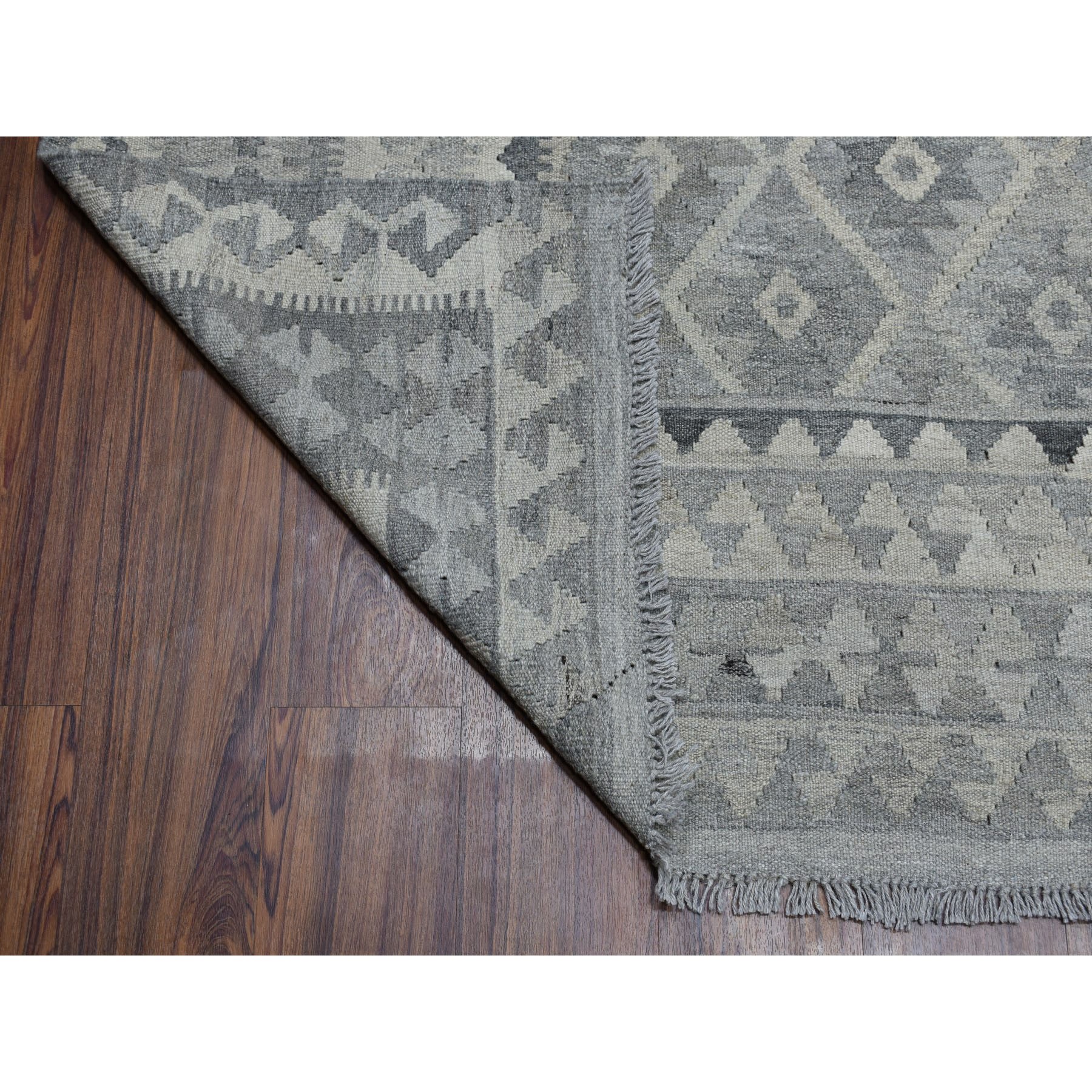 8-4 x11-3  Undyed Natural Wool Afghan Kilim Reversible Hand Woven Oriental Rug 