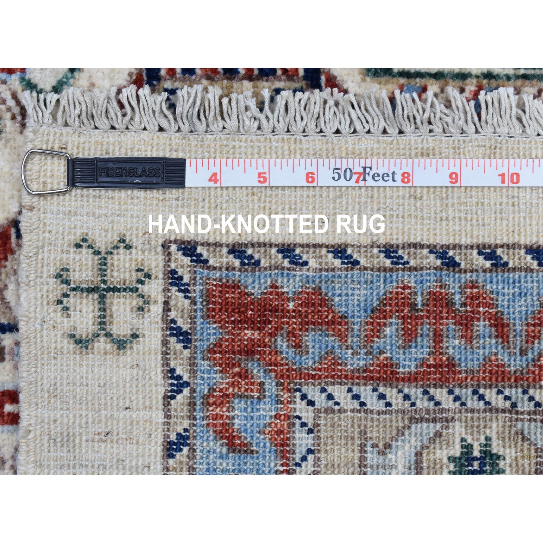 2-10 x13-10  Ivory Afghan Ersari Runner Geometric Design Pure Wool Hand Knotted Oriental Rug 