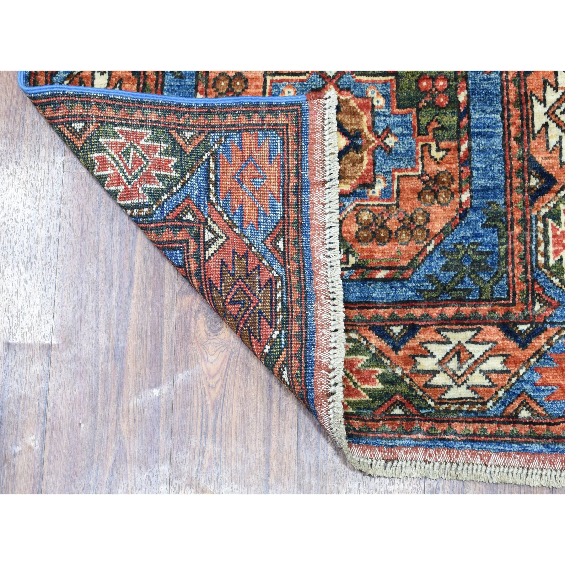 2-8 x9-2  Blue Afghan Ersari Elephant Feet Design Pure Wool Hand Knotted Oriental Rug  