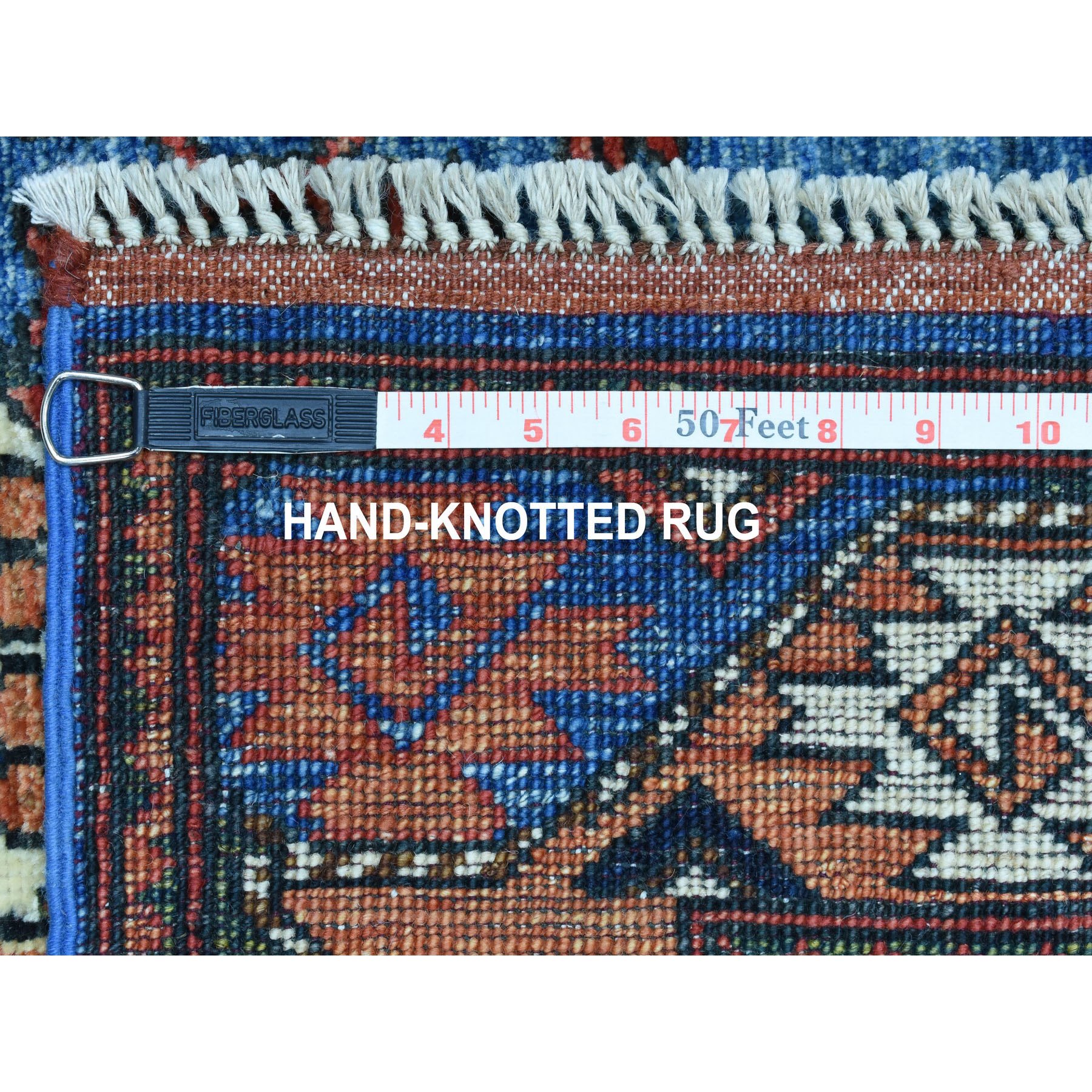 2-8 x9-2  Blue Afghan Ersari Elephant Feet Design Pure Wool Hand Knotted Oriental Rug  