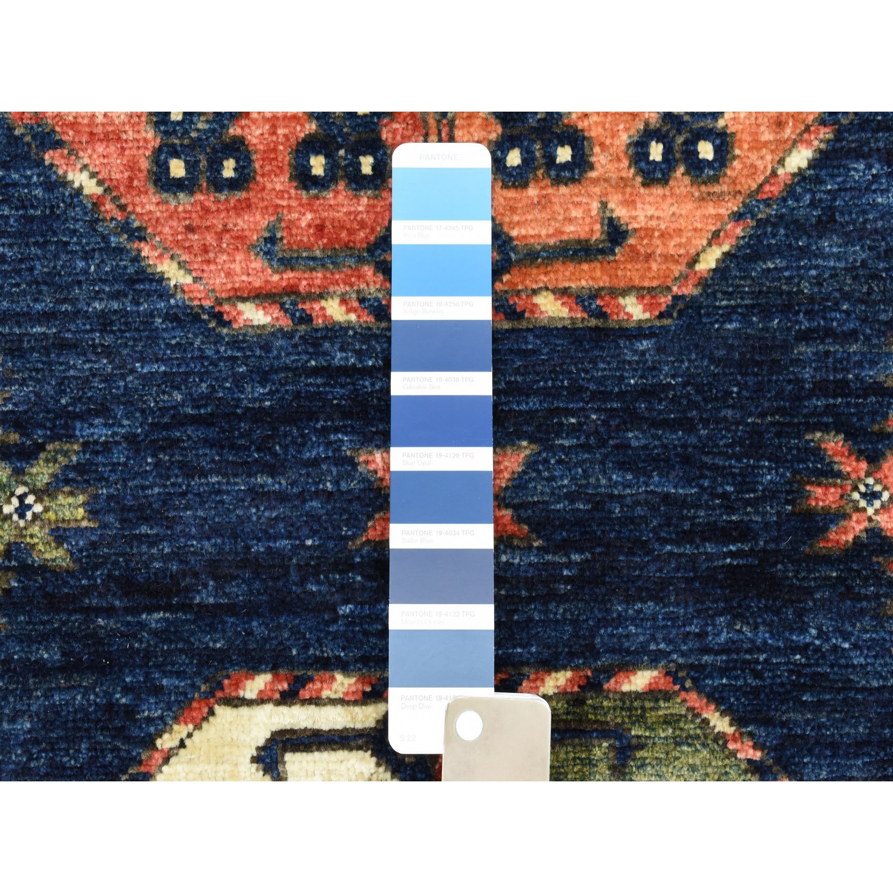 2-8 x9-7  Blue Afghan Ersari Elephant Feet Design Pure Wool Hand Knotted Oriental Rug 