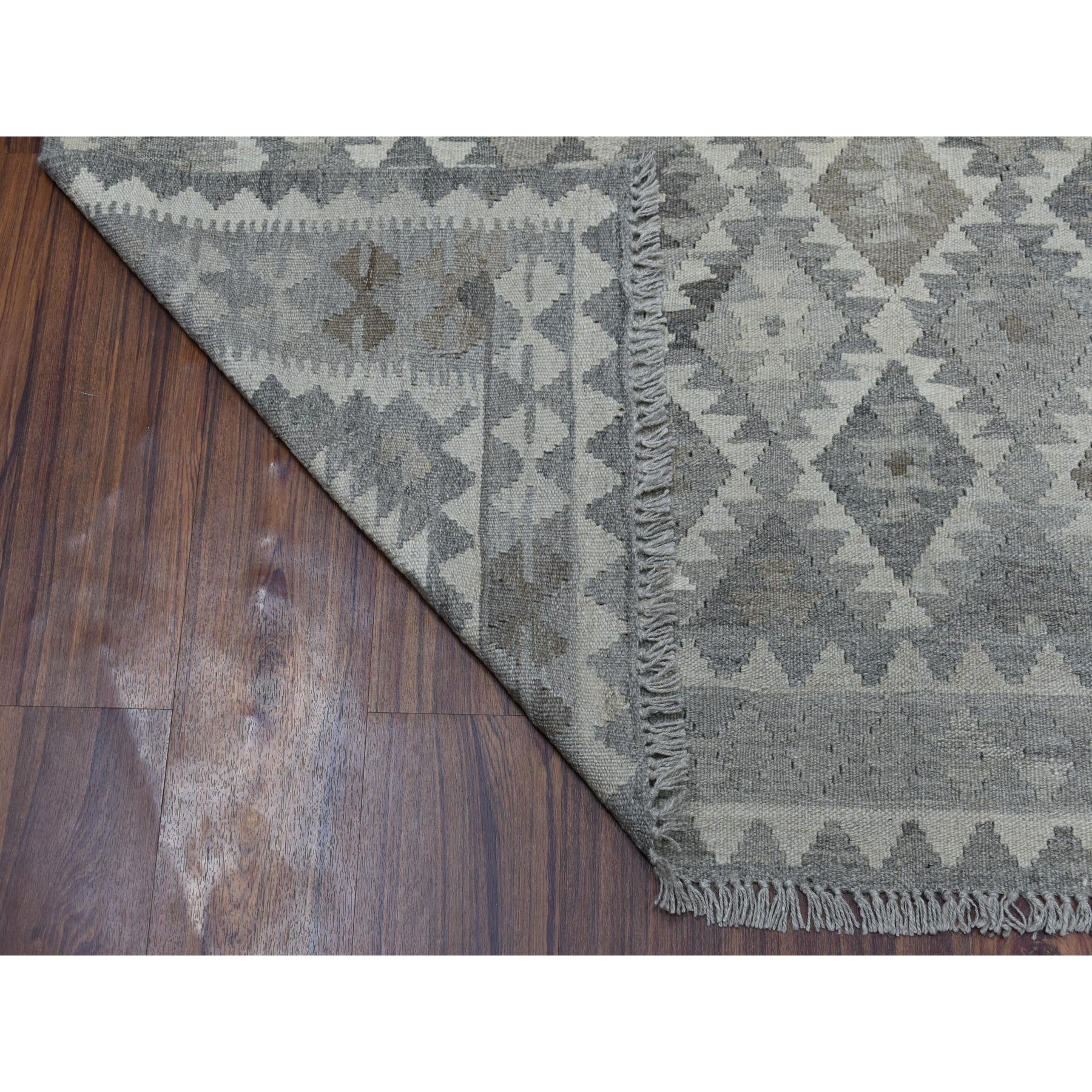 5-x6-6  Undyed Natural Wool Afghan Kilim Reversible Hand Woven Oriental Rug 