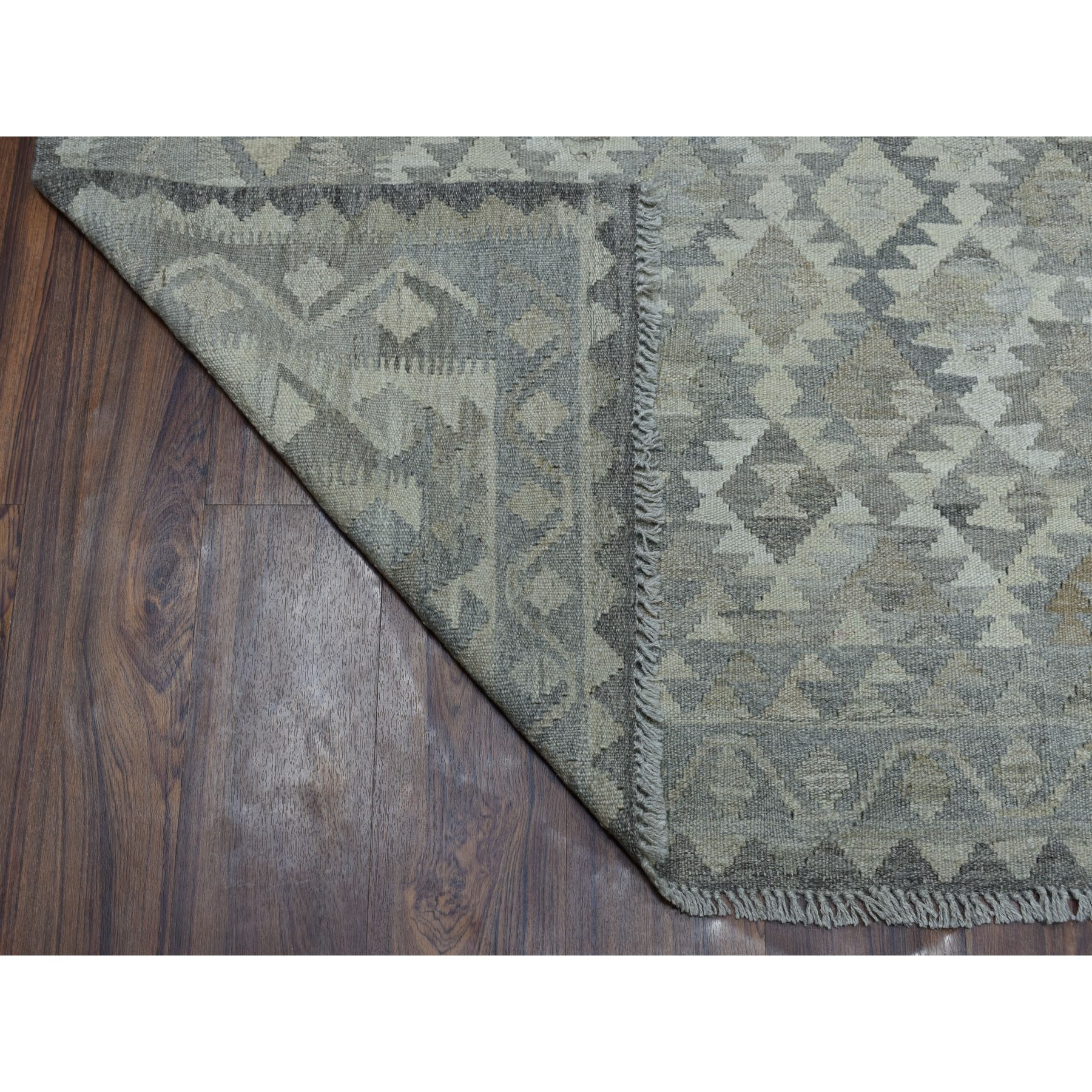 5-9 x8-1  Undyed Natural Wool Afghan Kilim Reversible Hand Woven Oriental Rug 