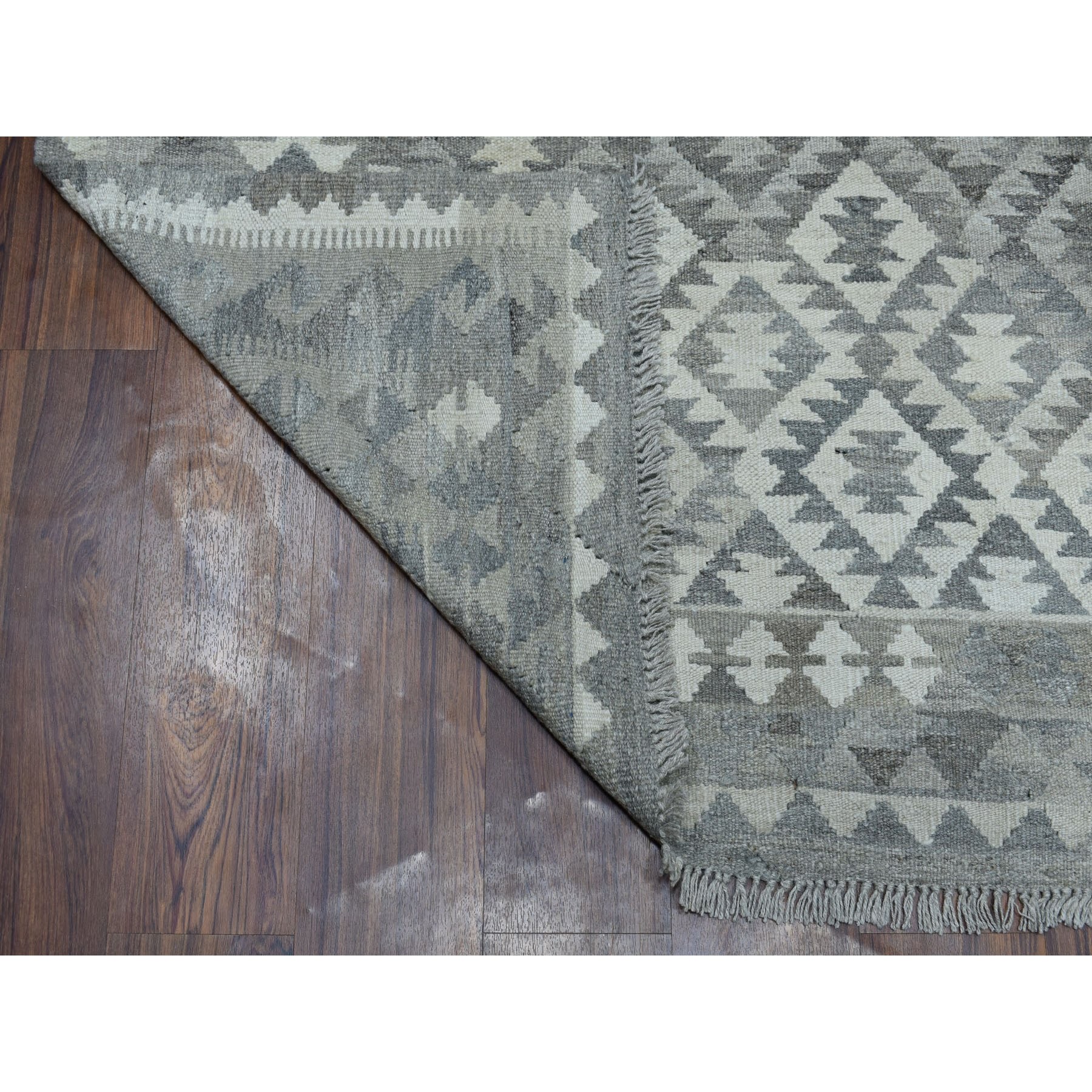 5-8 x8- Undyed Natural Wool Afghan Kilim Reversible Hand Woven Oriental Rug 