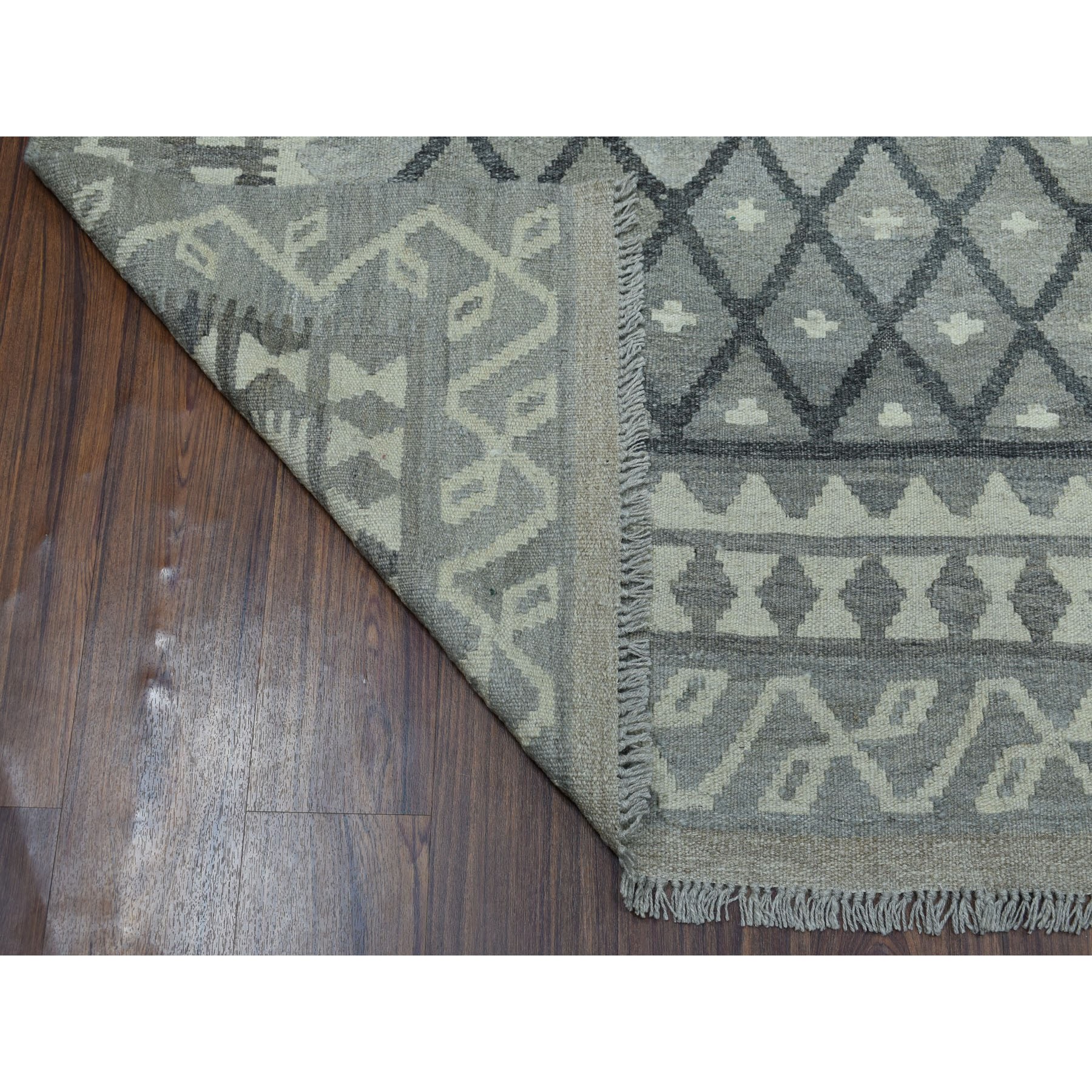 5-8 x8- Undyed Natural Wool Afghan Kilim Reversible Hand Woven Runner Oriental Rug 