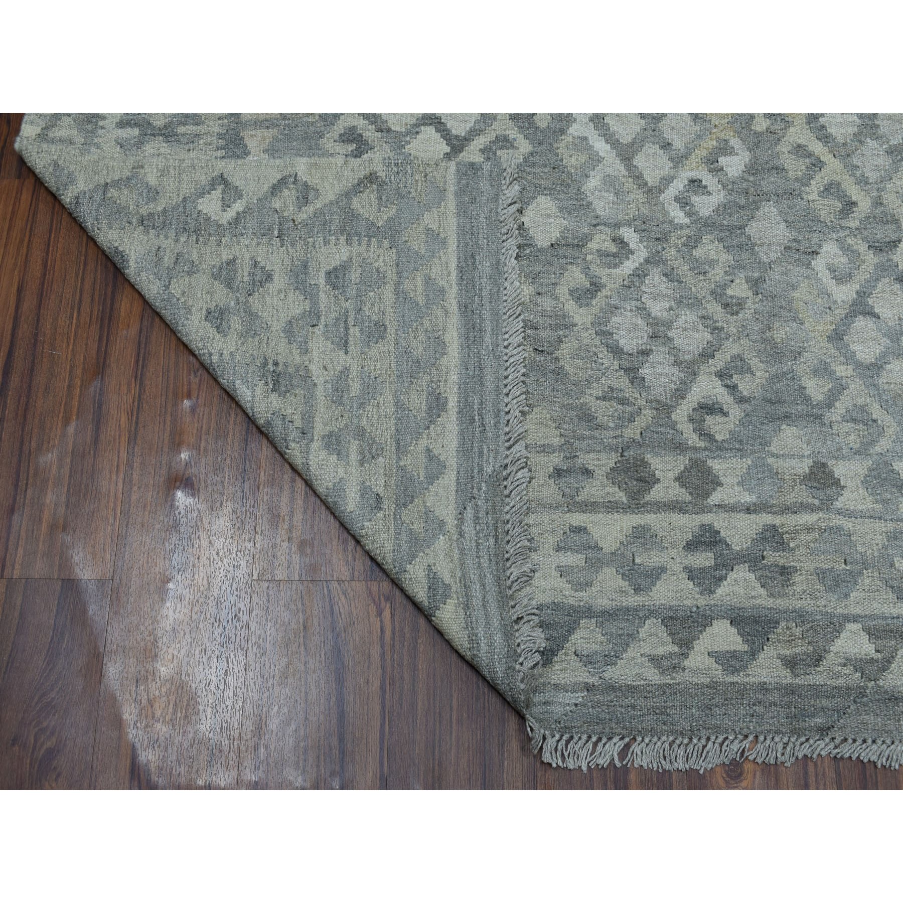 6-x7-9  Undyed Natural Wool Afghan Kilim Reversible Hand Woven Oriental Rug 