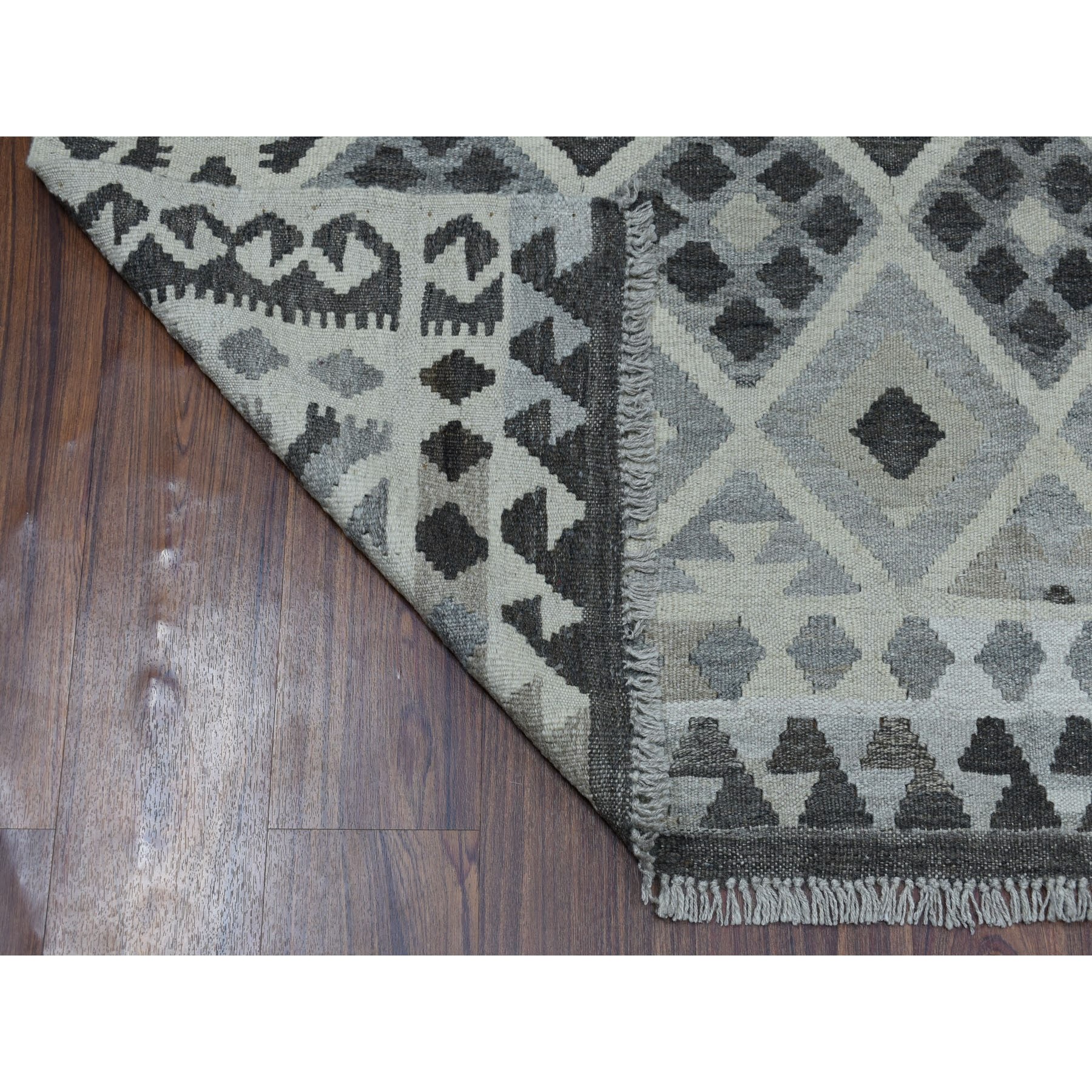 5-2 x6-5  Undyed Natural Wool Afghan Kilim Reversible Hand Woven Oriental Rug 