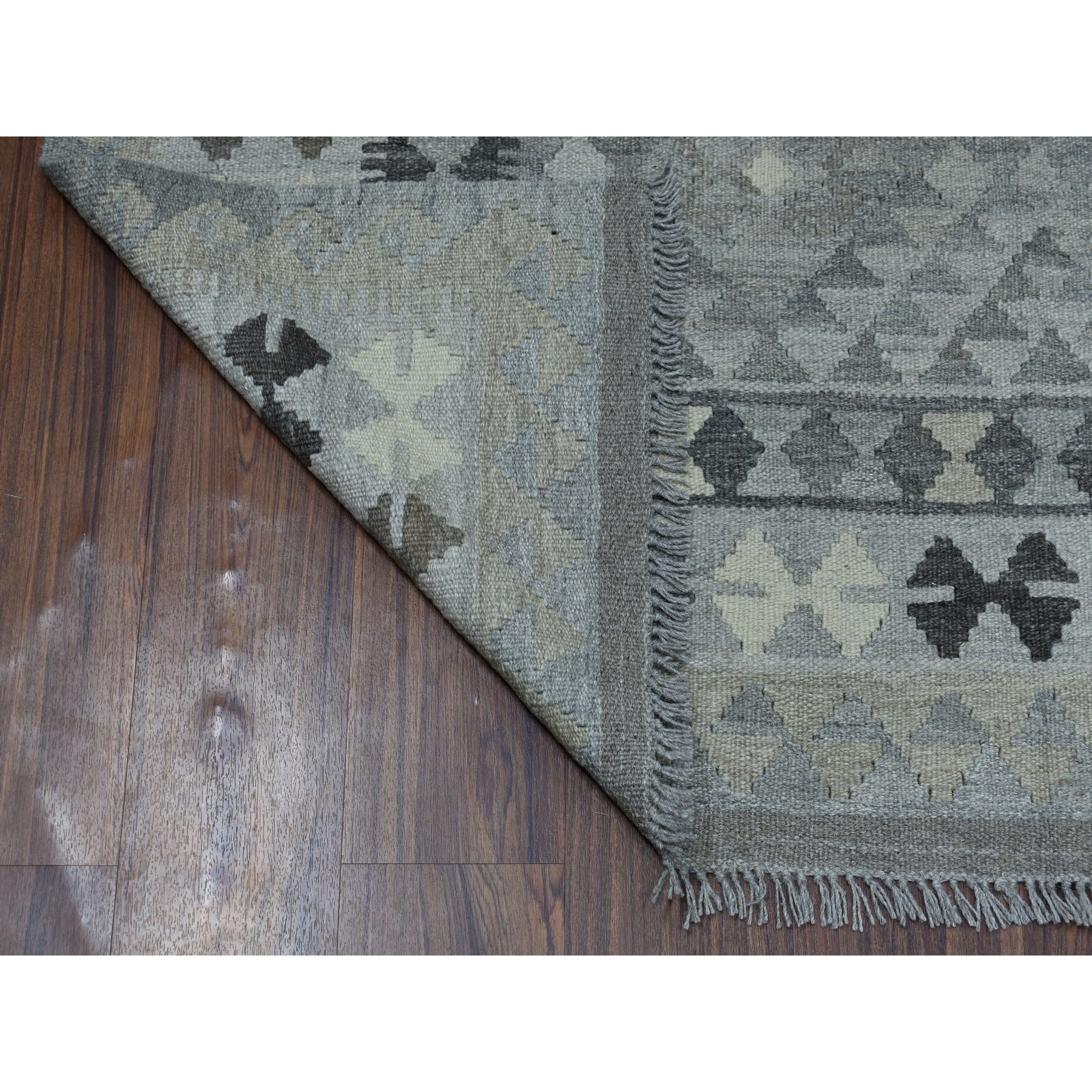 5-x6-6  Undyed Reversible Natural Wool Afghan Kilim Hand Woven Oriental Rug 