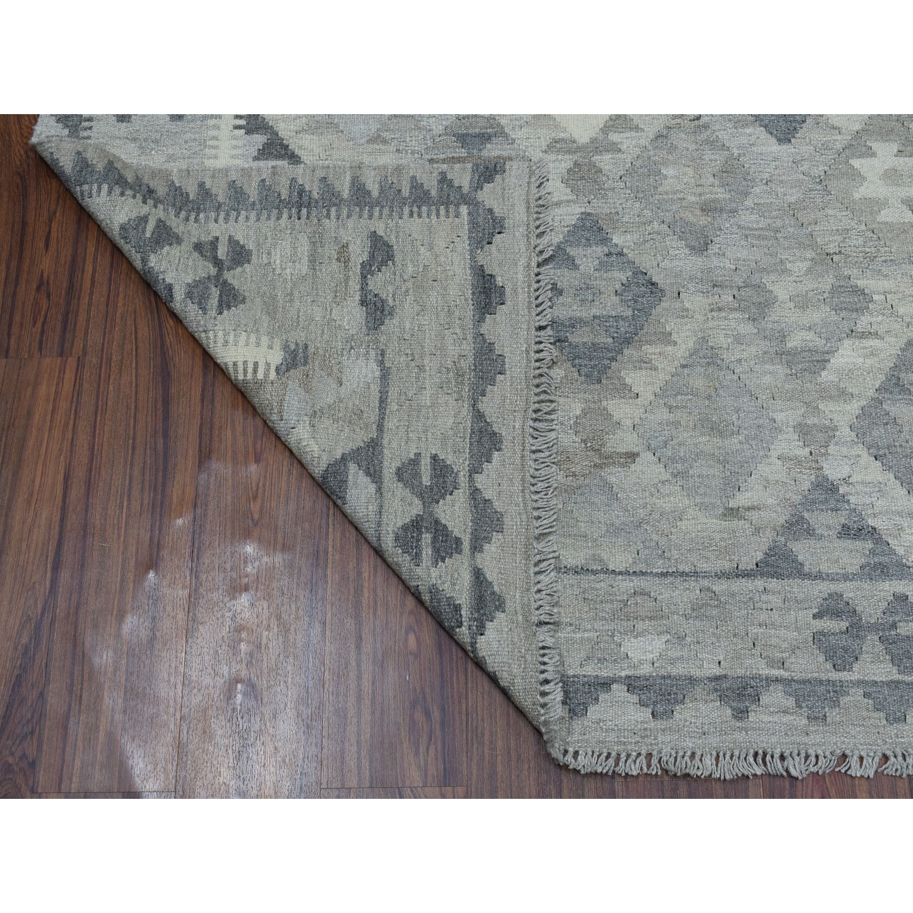 5-7 x8- Undyed Natural Wool Afghan Kilim Reversible Hand Woven Oriental Rug 