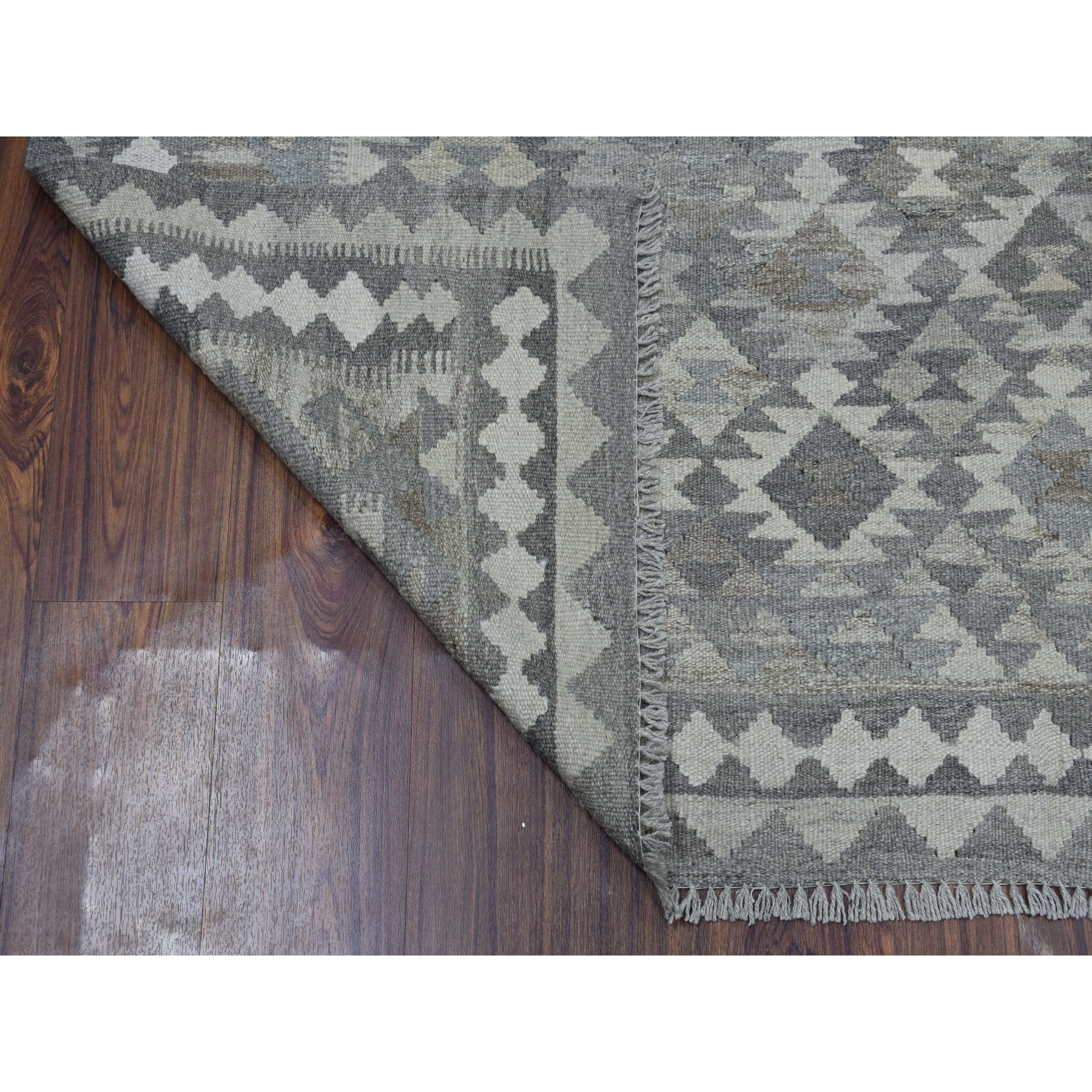 5-7 x8- Undyed Reversible Natural Wool Afghan Kilim Hand Woven Oriental Rug 