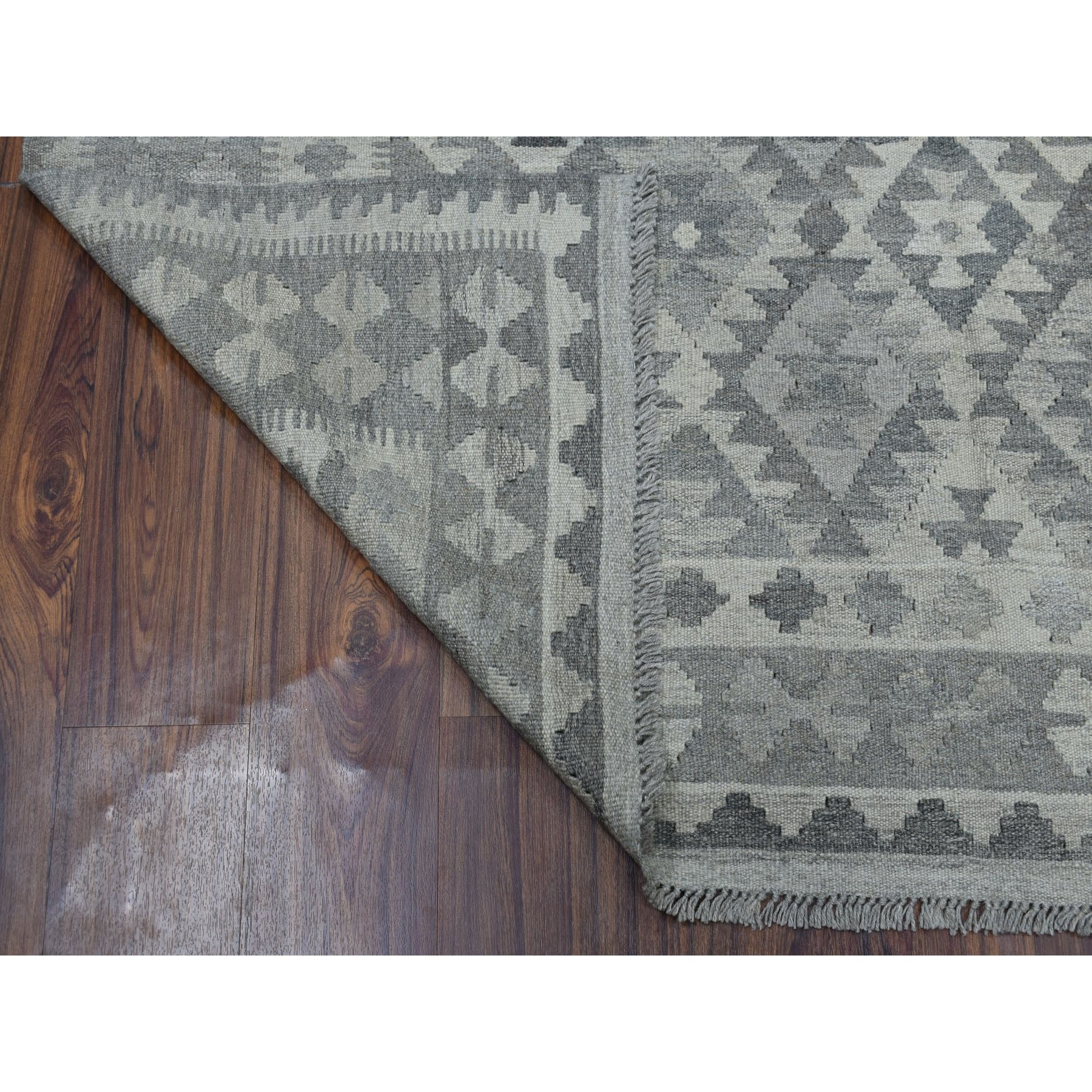 5-6 x7-10  Undyed Natural Wool Afghan Kilim Reversible Hand Woven Oriental Rug 