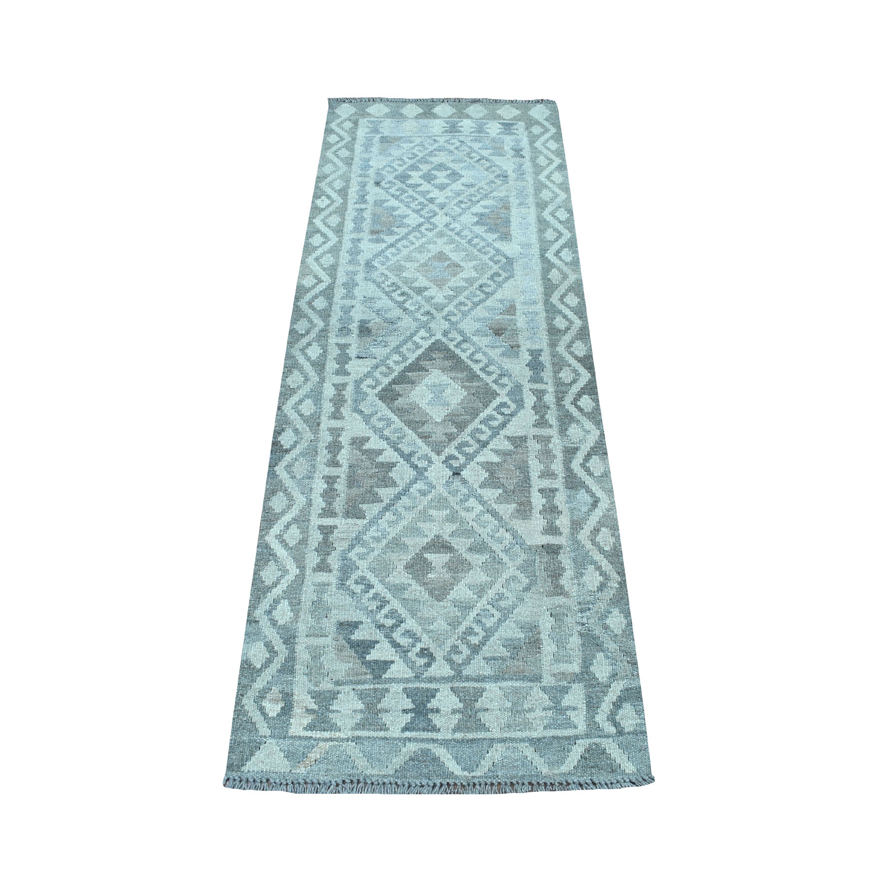 2-2 x6-3  Undyed Natural Wool Afghan Kilim Reversible Hand Woven Runner Oriental Rug 