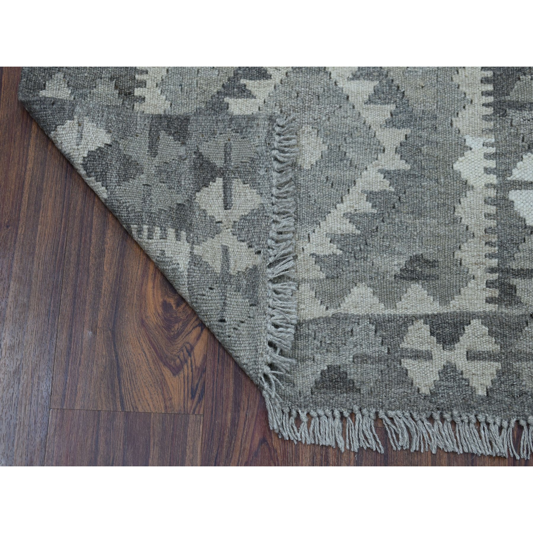 2-1 x6-7  Undyed Natural Wool Afghan Kilim Reversible Hand Woven Runner Oriental Rug 