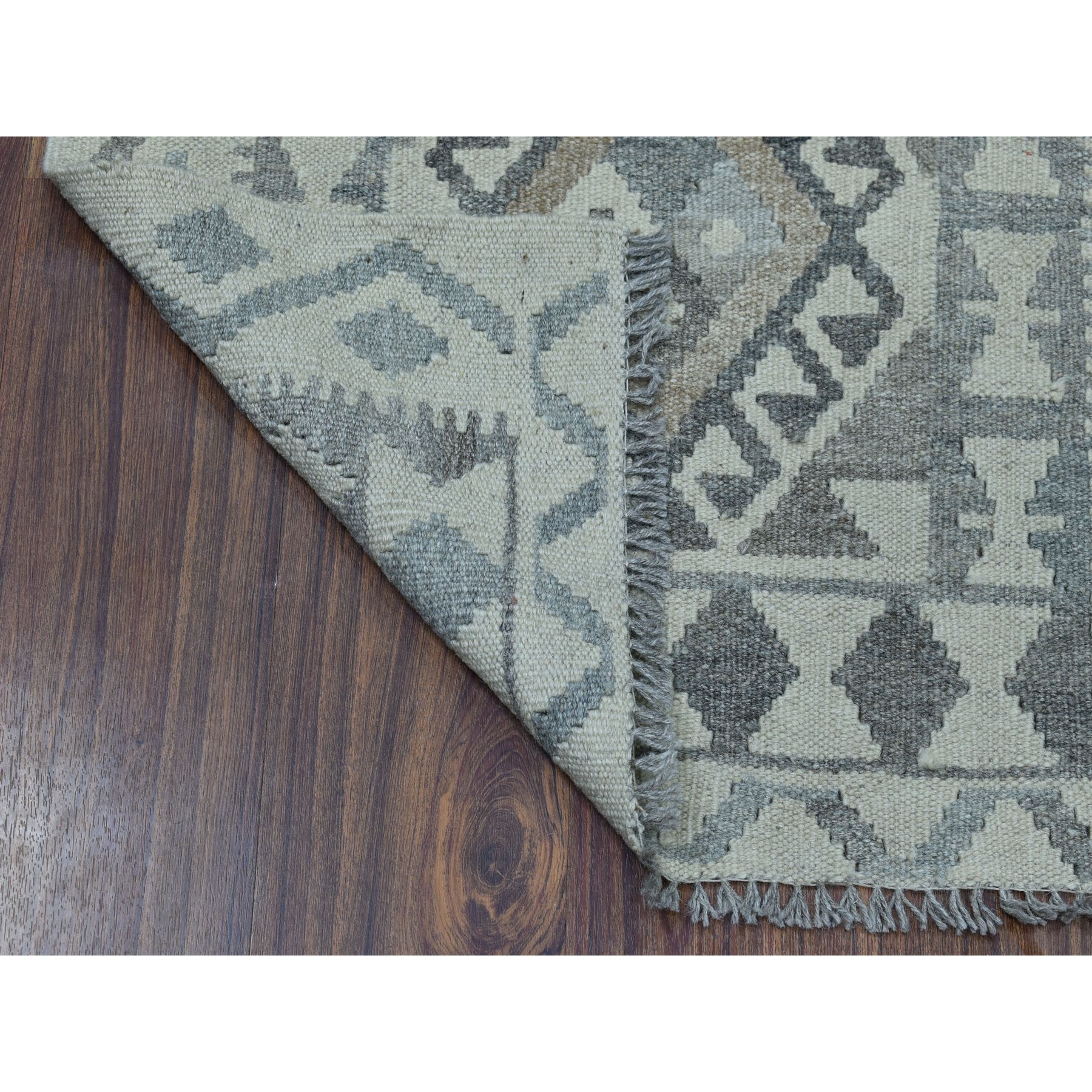 2-2 x6-2  Undyed Natural Wool Afghan Kilim Reversible Hand Woven Runner Oriental Rug 