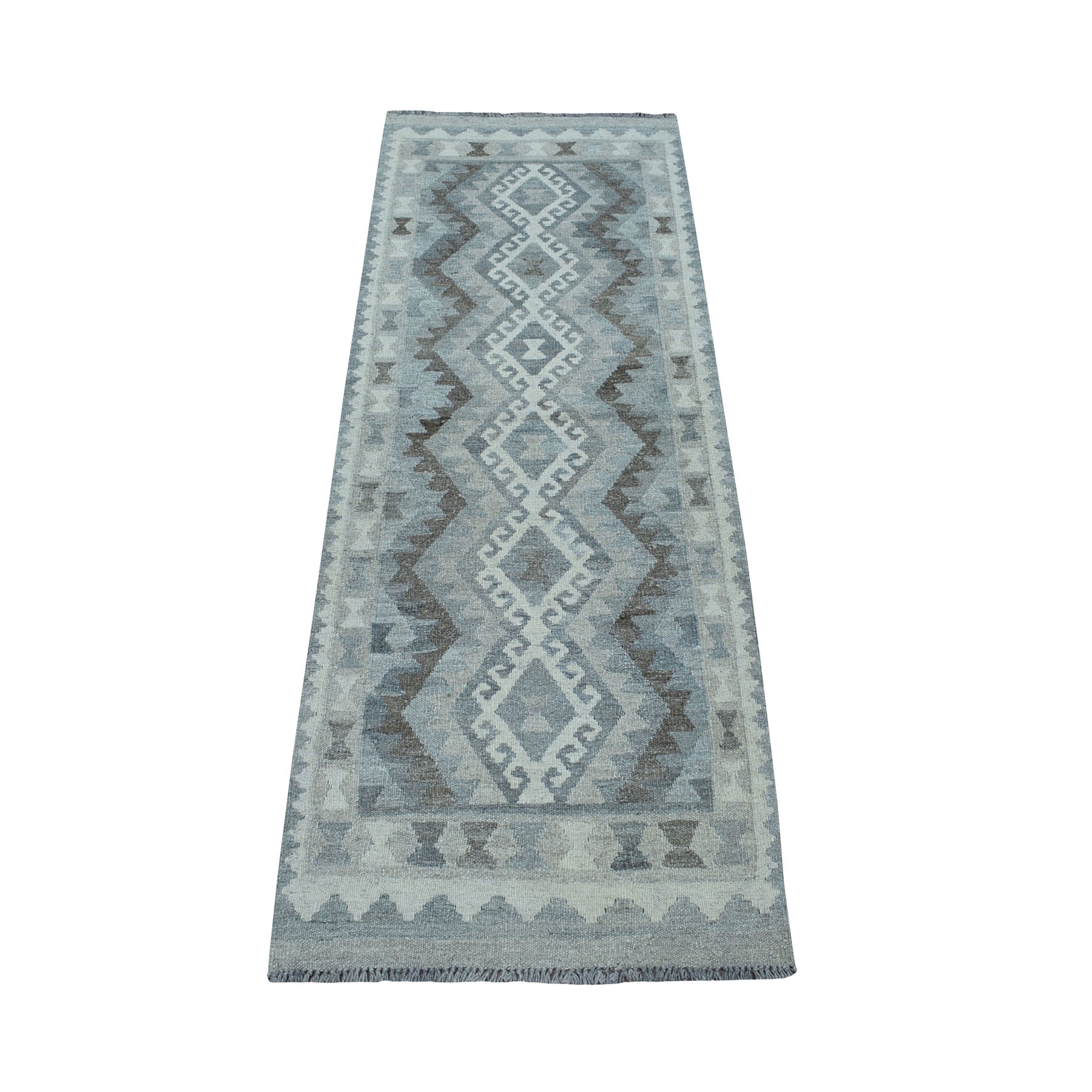 2'1"X6' Undyed Natural Wool Afghan Kilim Reversible Hand Woven Runner Oriental Rug moaec06b