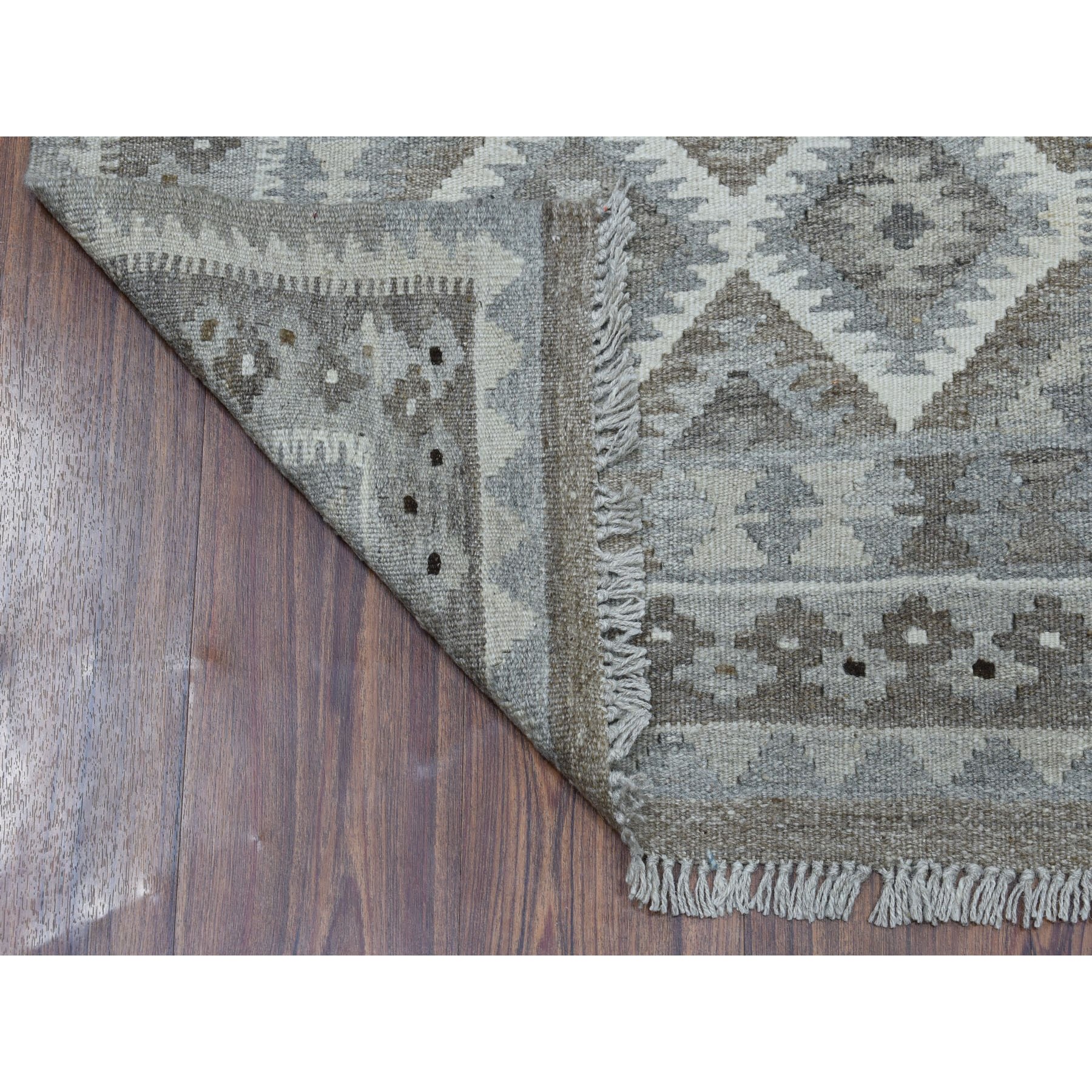2-10 x9-7  Undyed Natural Wool Afghan Kilim Reversible Hand Woven Runner Oriental Rug 
