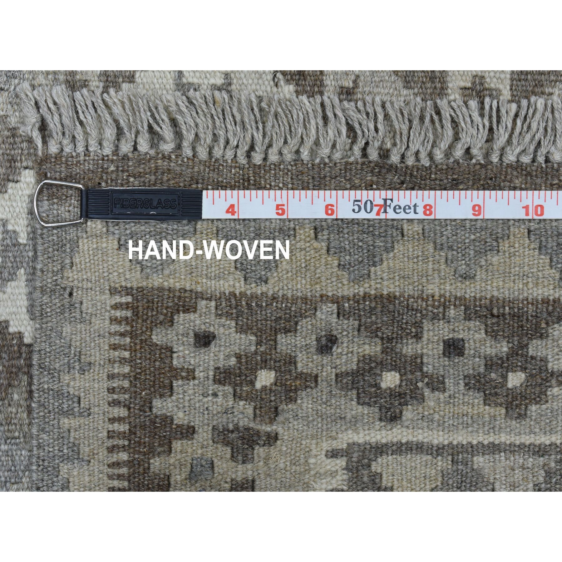 2-10 x9-7  Undyed Natural Wool Afghan Kilim Reversible Hand Woven Runner Oriental Rug 